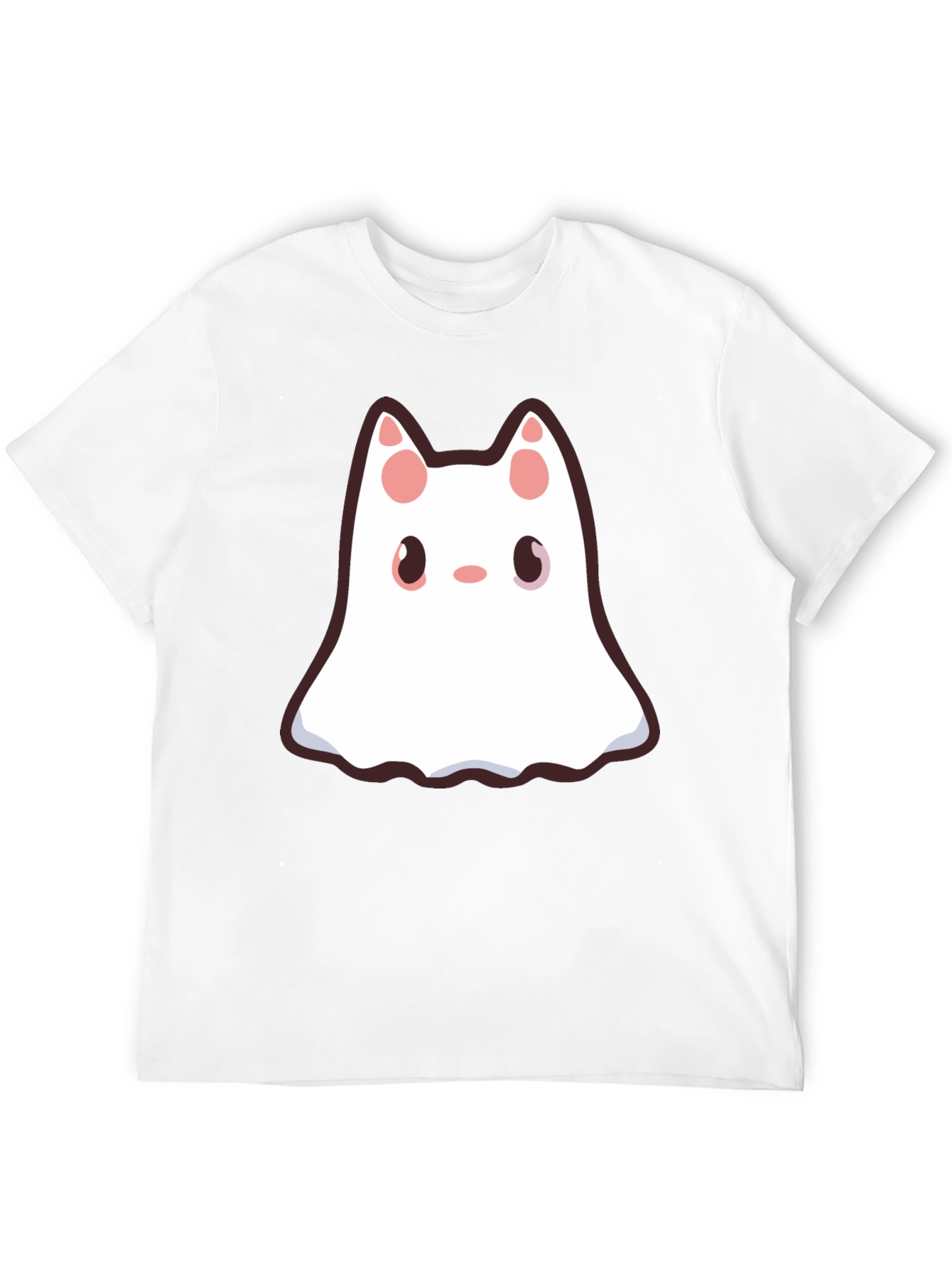 Cute Ghost Cat Black T-Shirt - Halloween Style