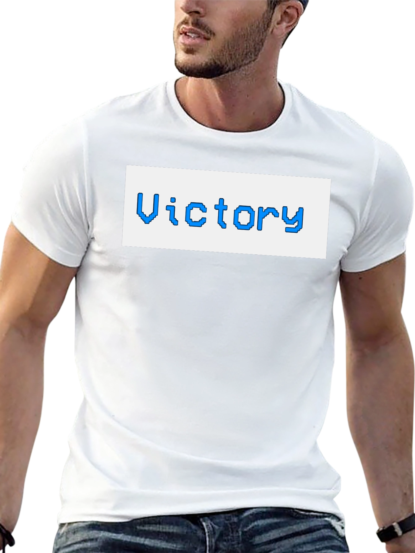 Victory Pixel Art Black T-Shirt