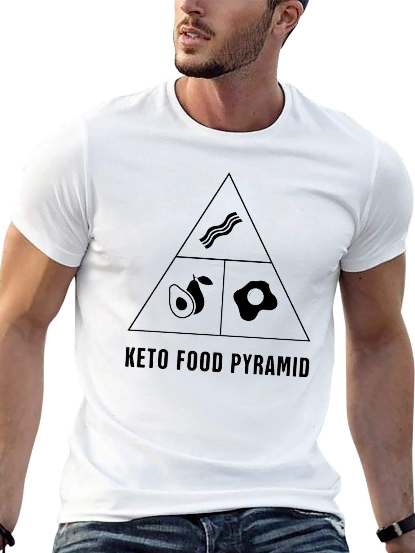 Keto Food Pyramid T-Shirt - Black Graphic Tee