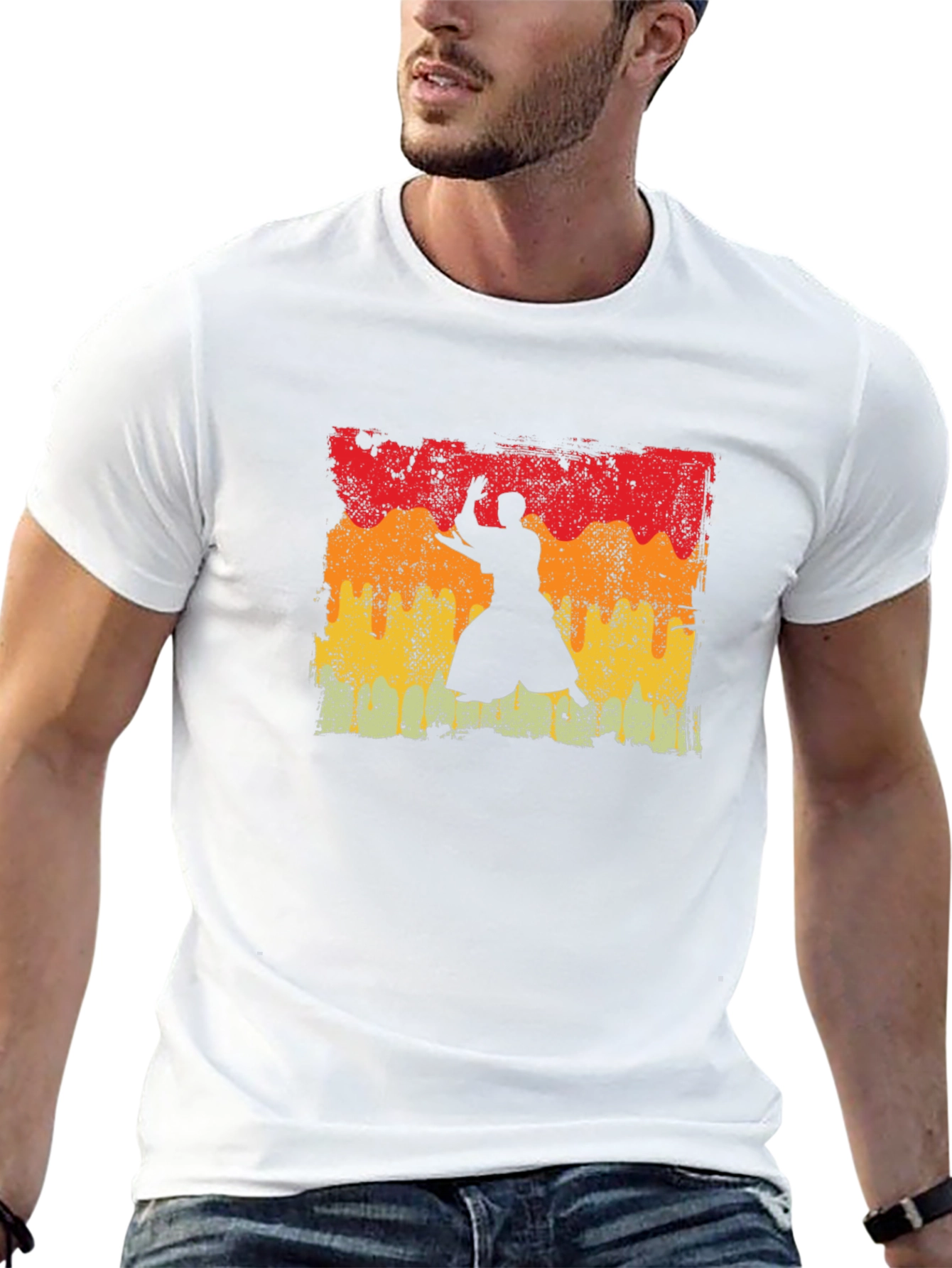Retro Aikido Martial Arts Silhouette T-Shirt