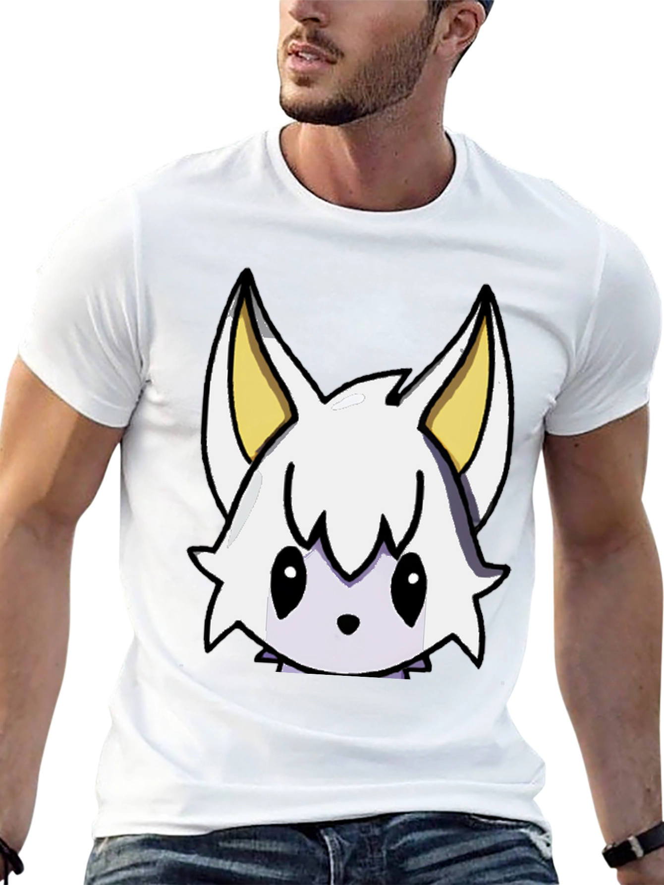 Cute Cartoon Character Graphic Tee - Black