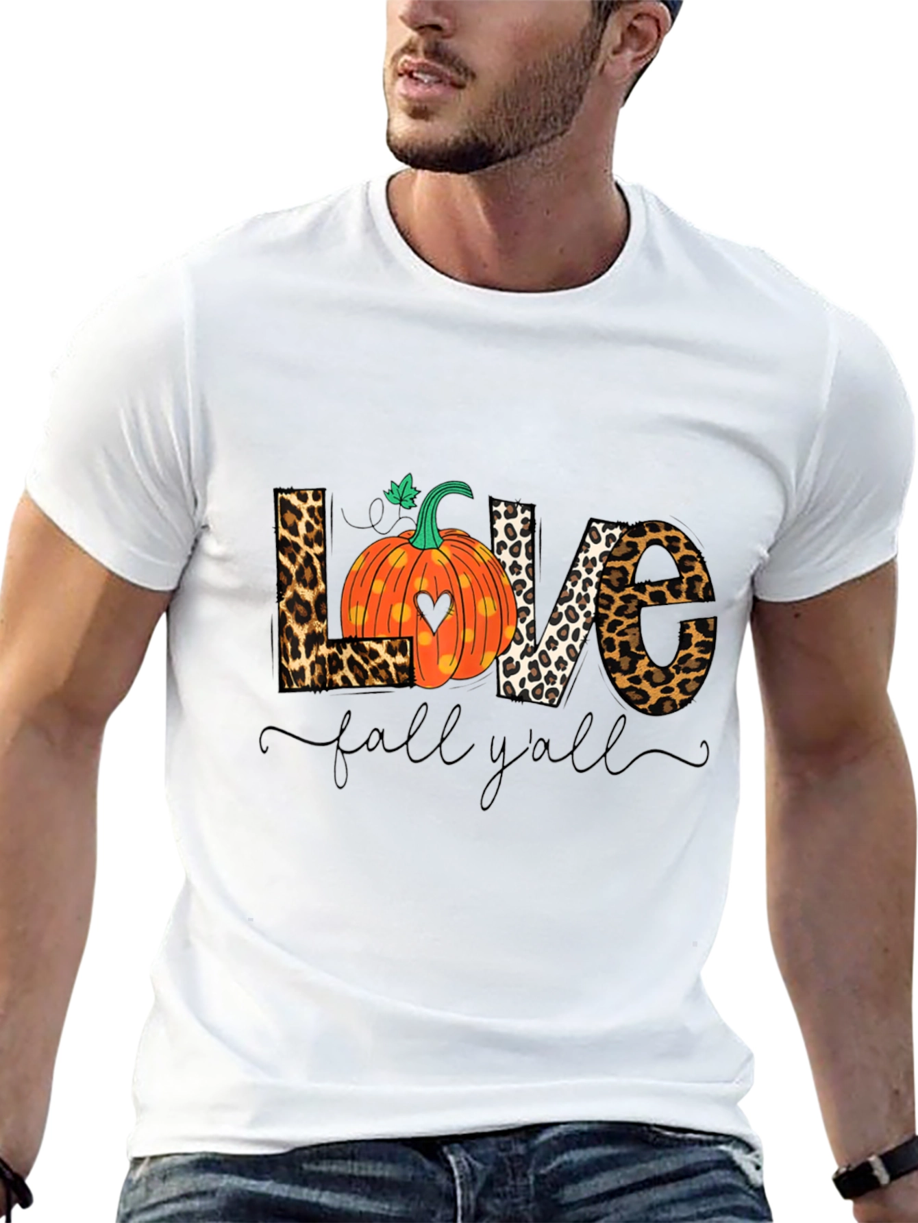 Love Fall Yall Leopard Print T-Shirt