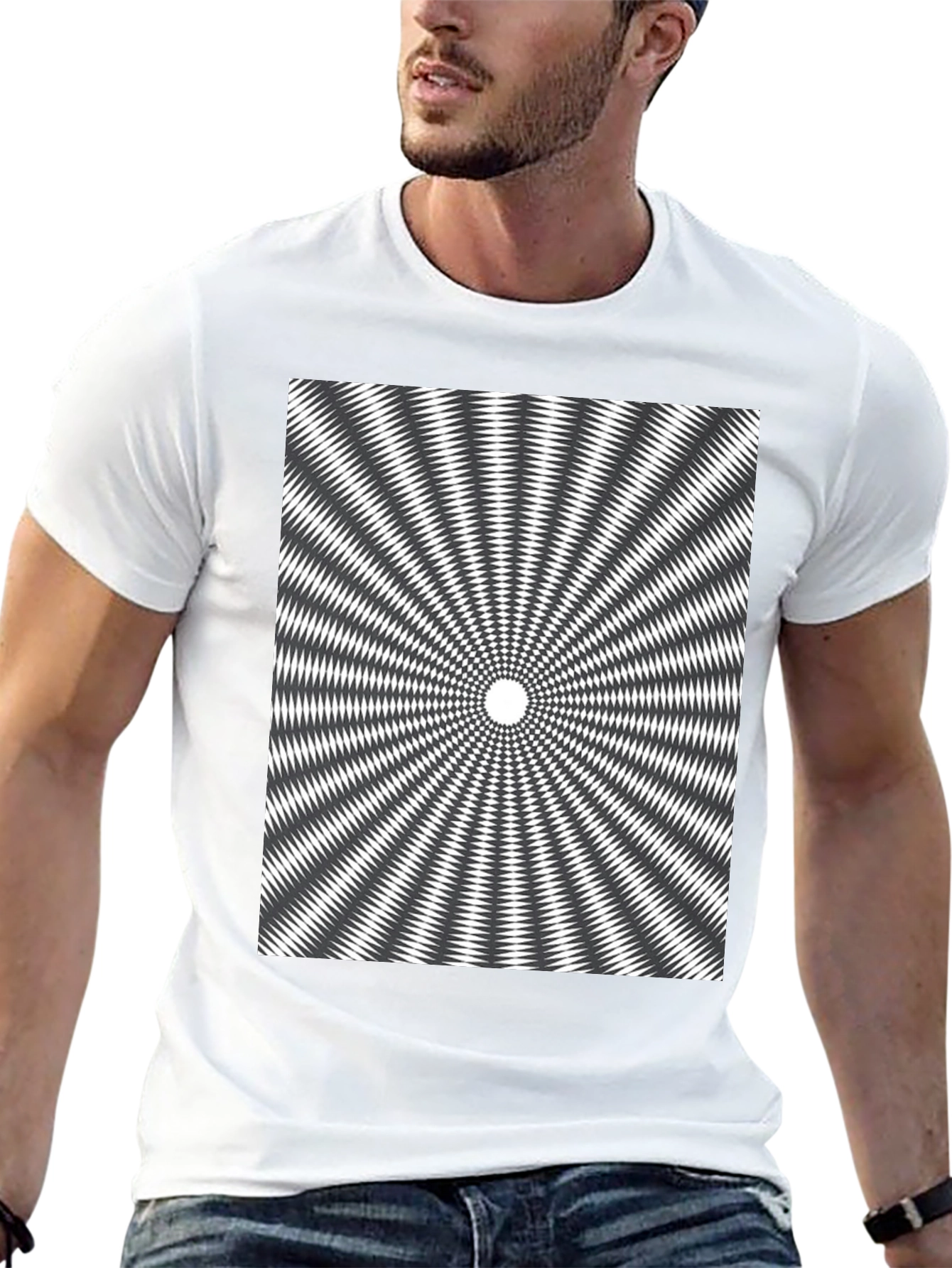 Optical Illusion Graphic Tee - Hypnotic Black T-Shirt