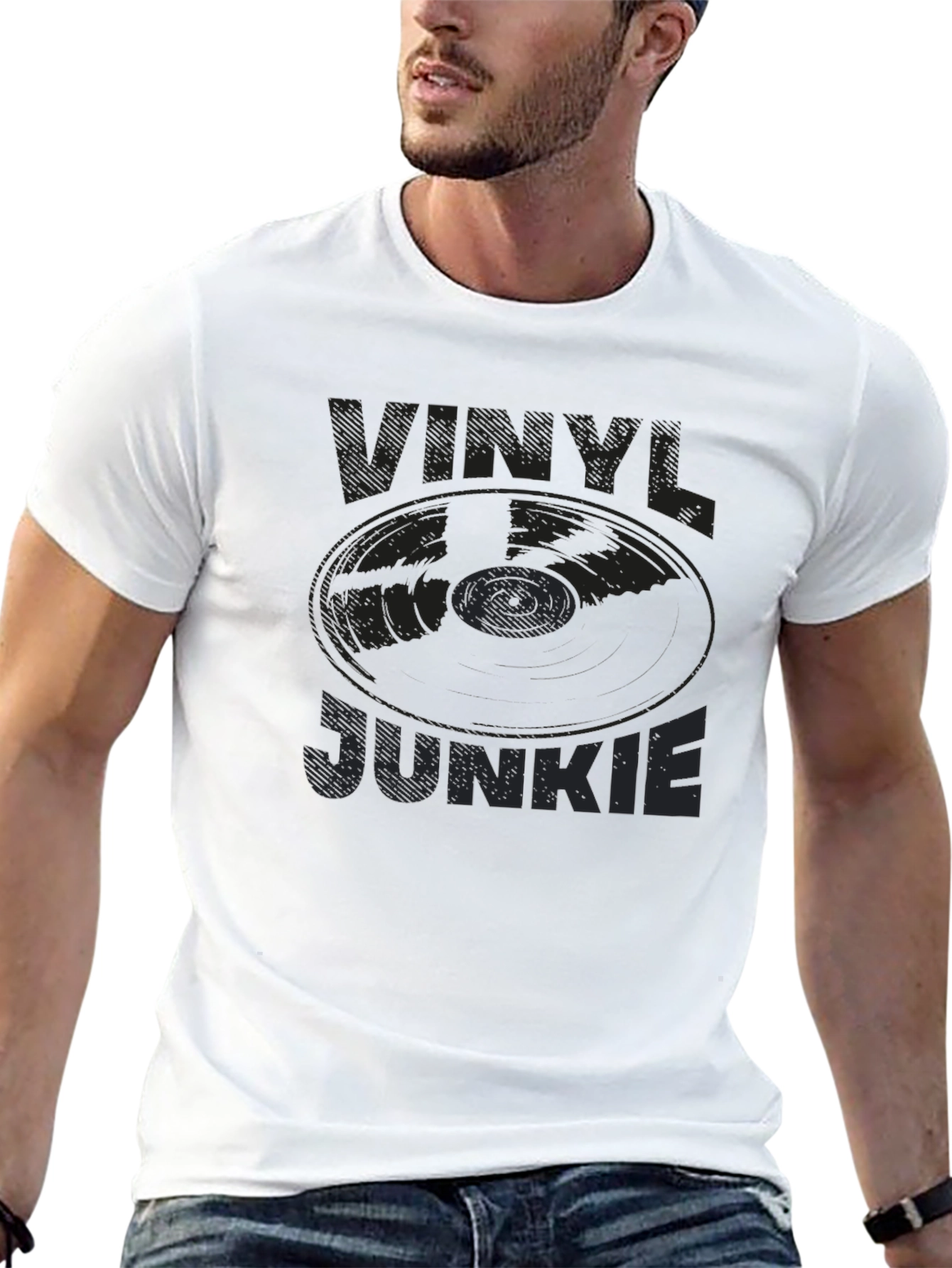 Vinyl Junkie Black T-Shirt - Music Lover Tee