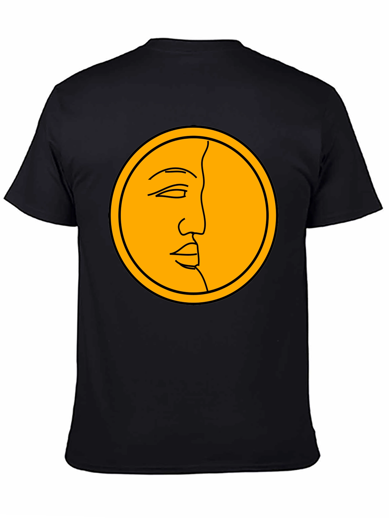 Graphic Tee: Moon Face Design - Black