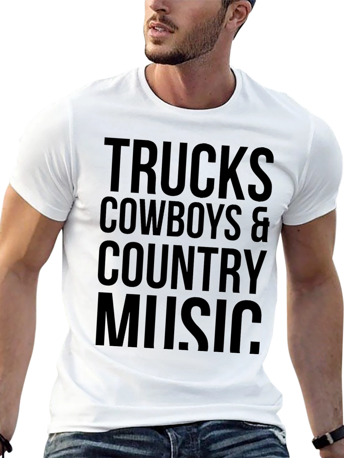 Trucks Cowboys & Country Music Mens Black T-Shirt