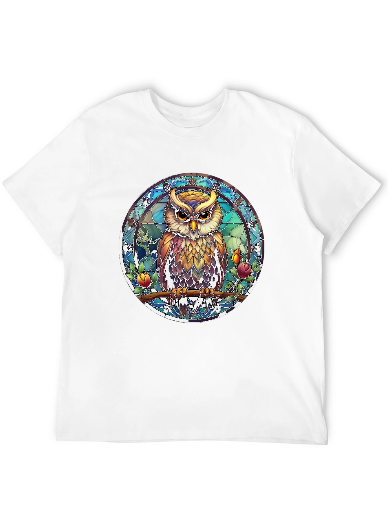 Owl Stained Glass Style Graphic Tee
