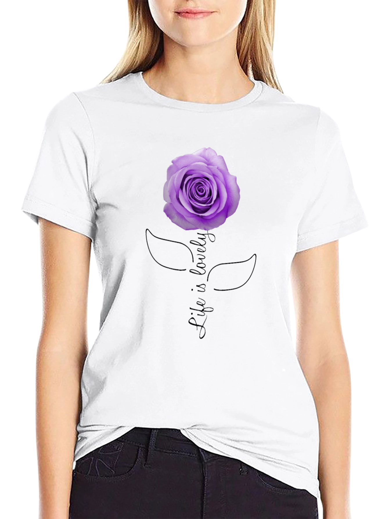 Life Is Lovely Rose Graphic Tee - Black