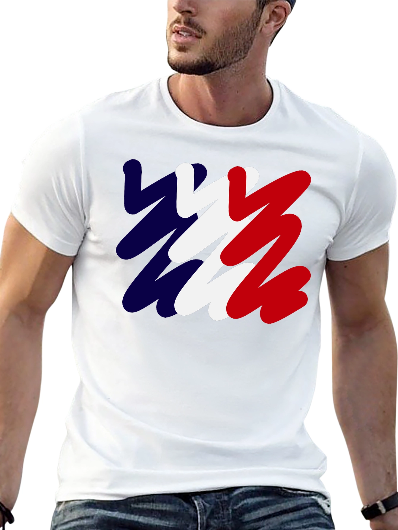 Abstract France Flag Mens Black T-Shirt