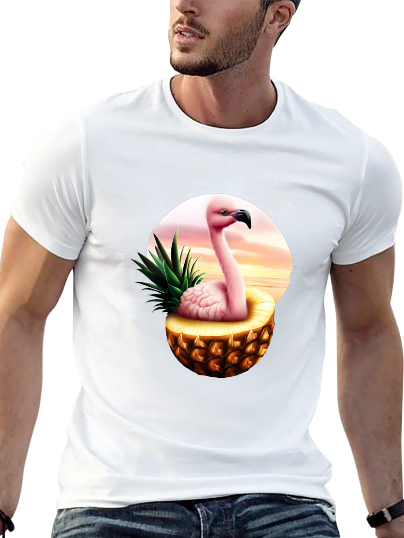 Flamingo Pineapple Graphic Tee - Tropical Summer Shirt