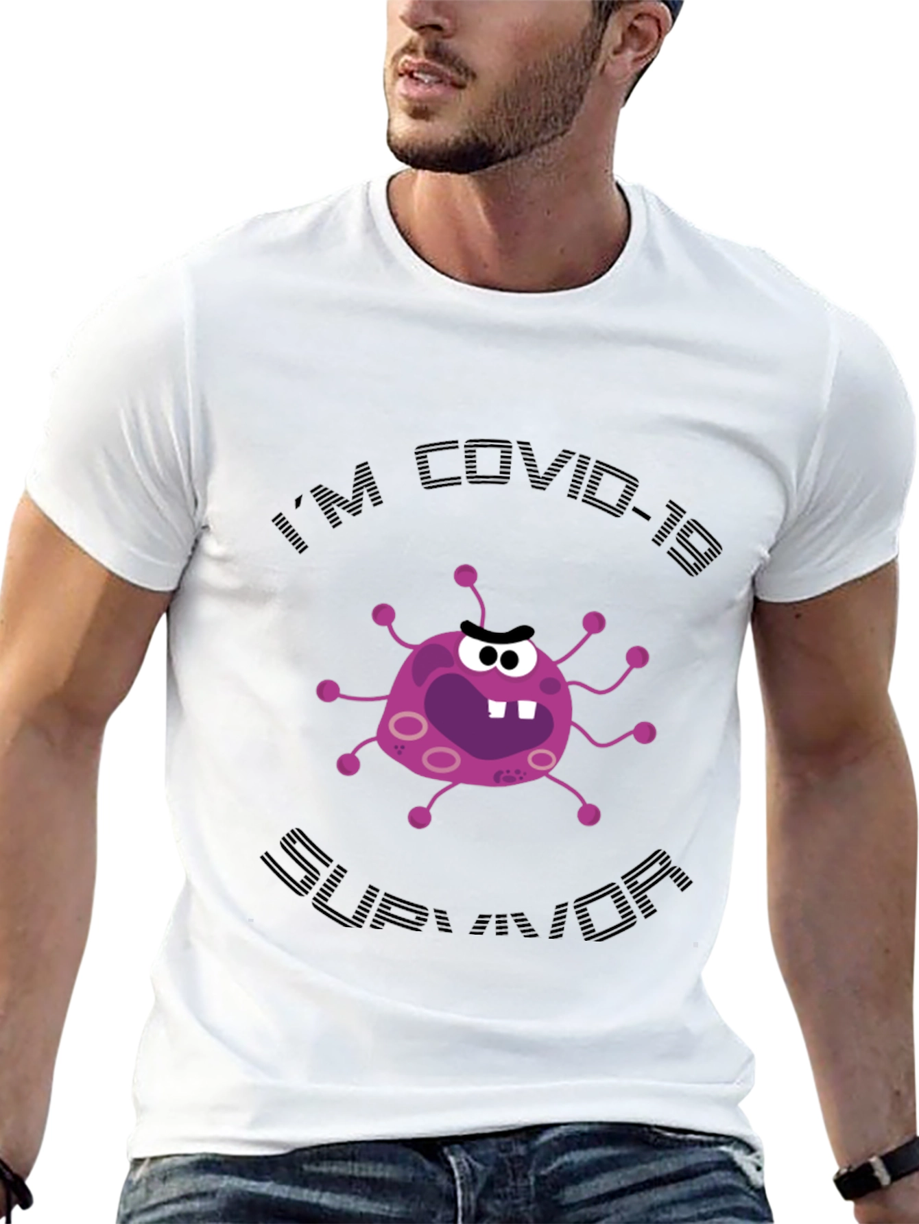 COVID-19 Survivor Cartoon Graphic T-Shirt