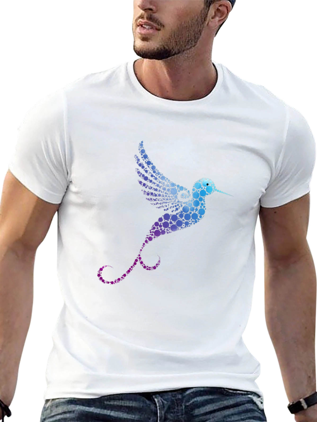 Hummingbird Graphic Print Black T-Shirt