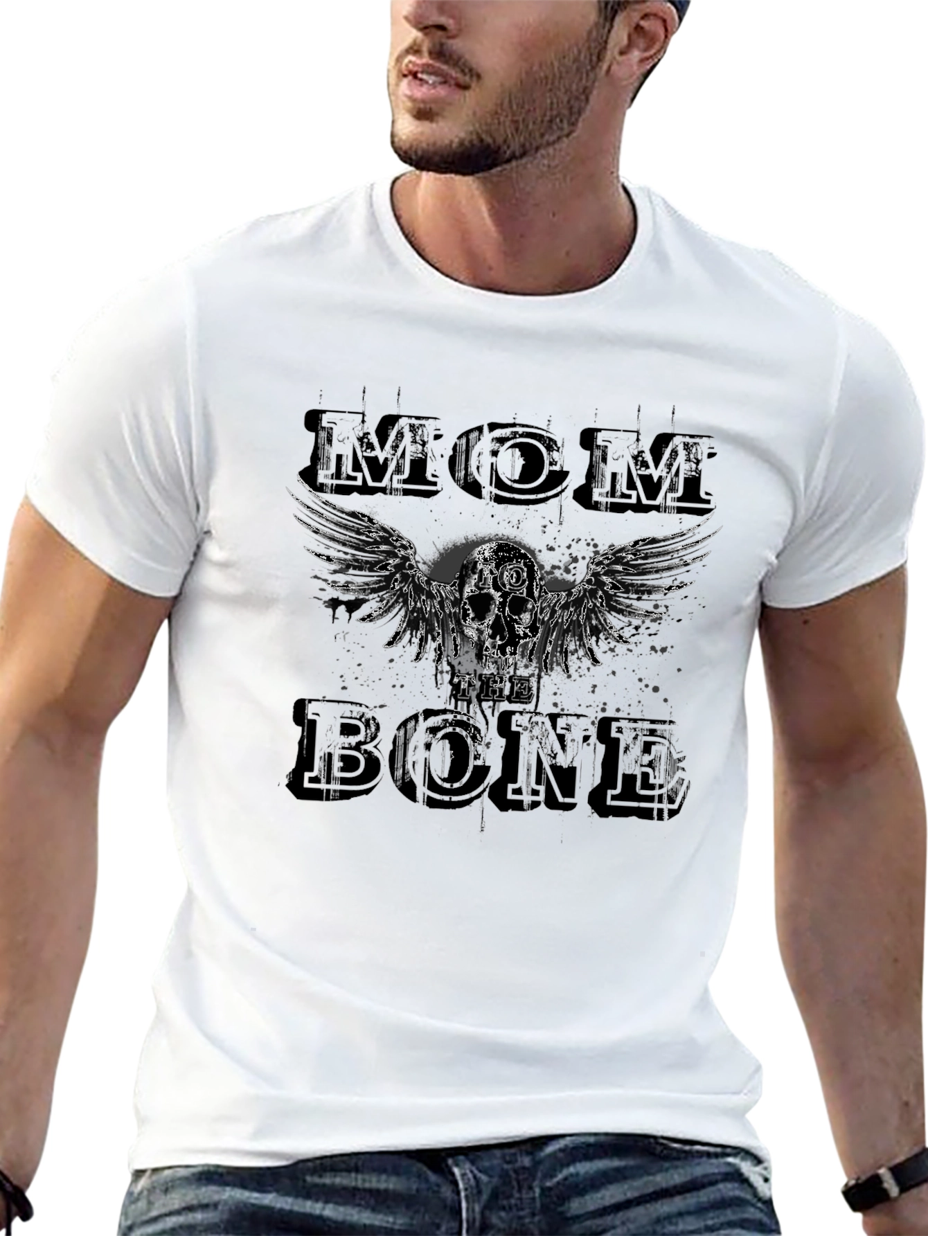 Mom to the Bone Skull Winged Graphic Tee