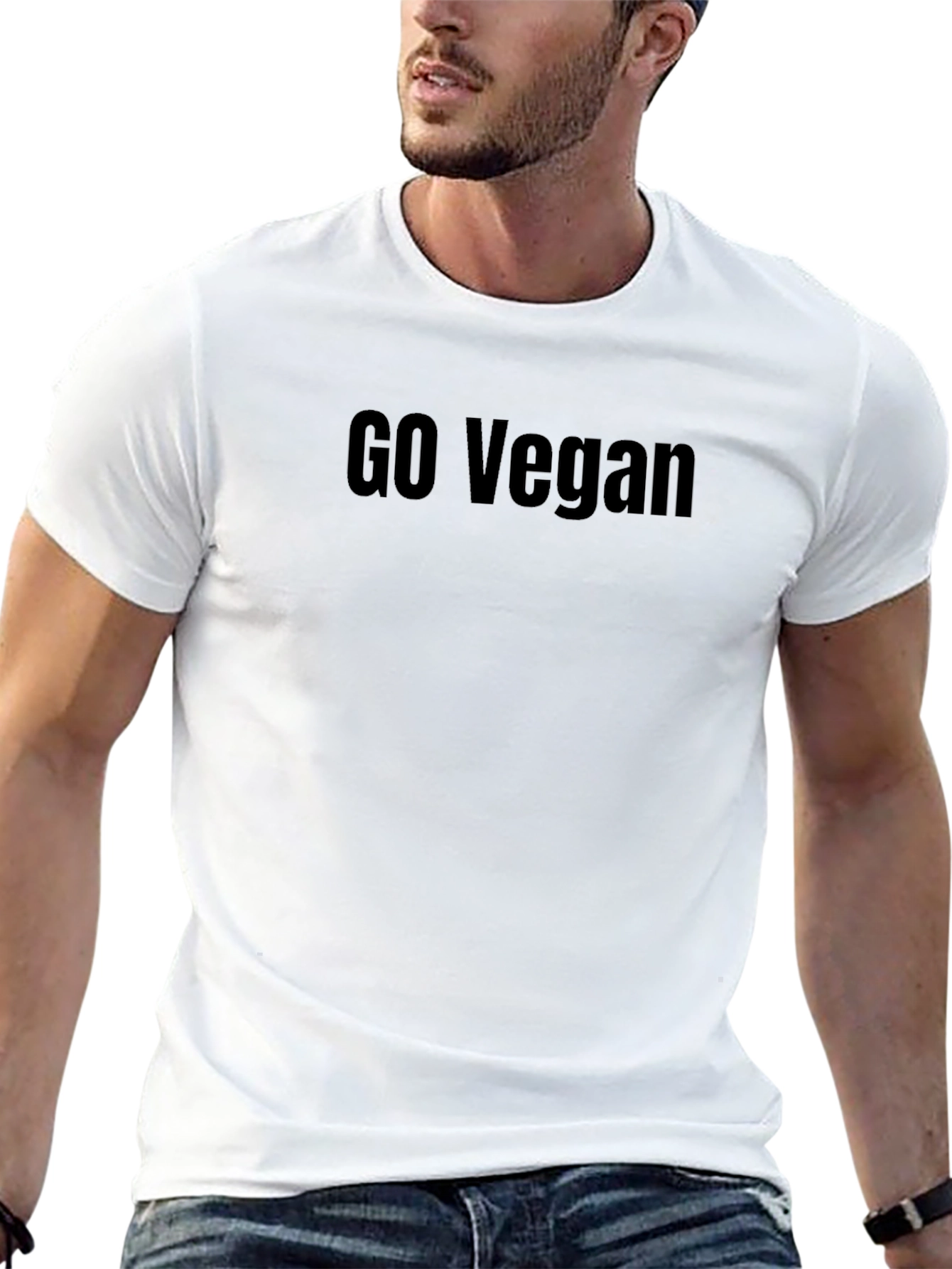 Go Vegan T-Shirt - Black Simple Statement Tee
