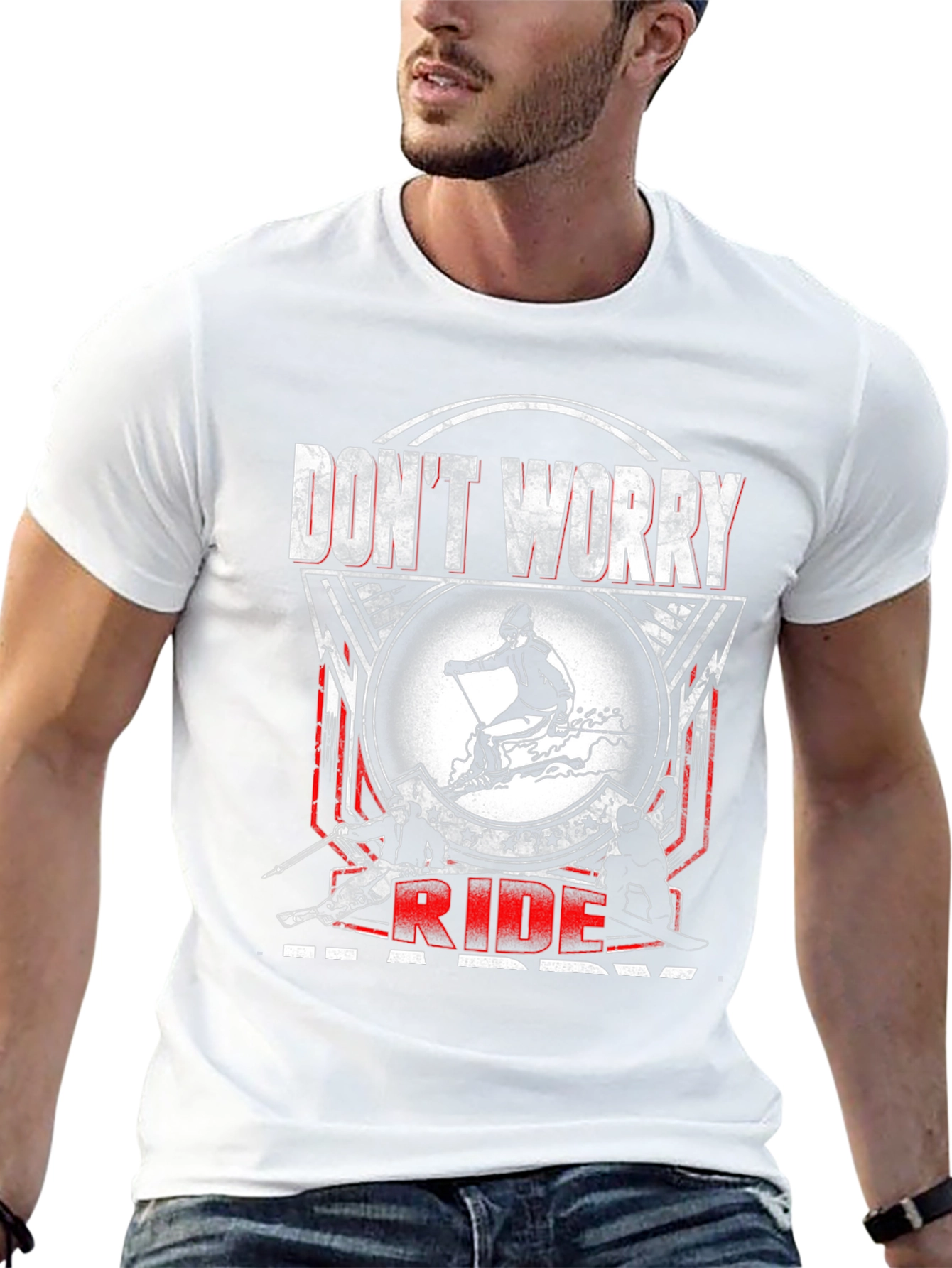 Dont Worry Ride Happy Skiing T-Shirt