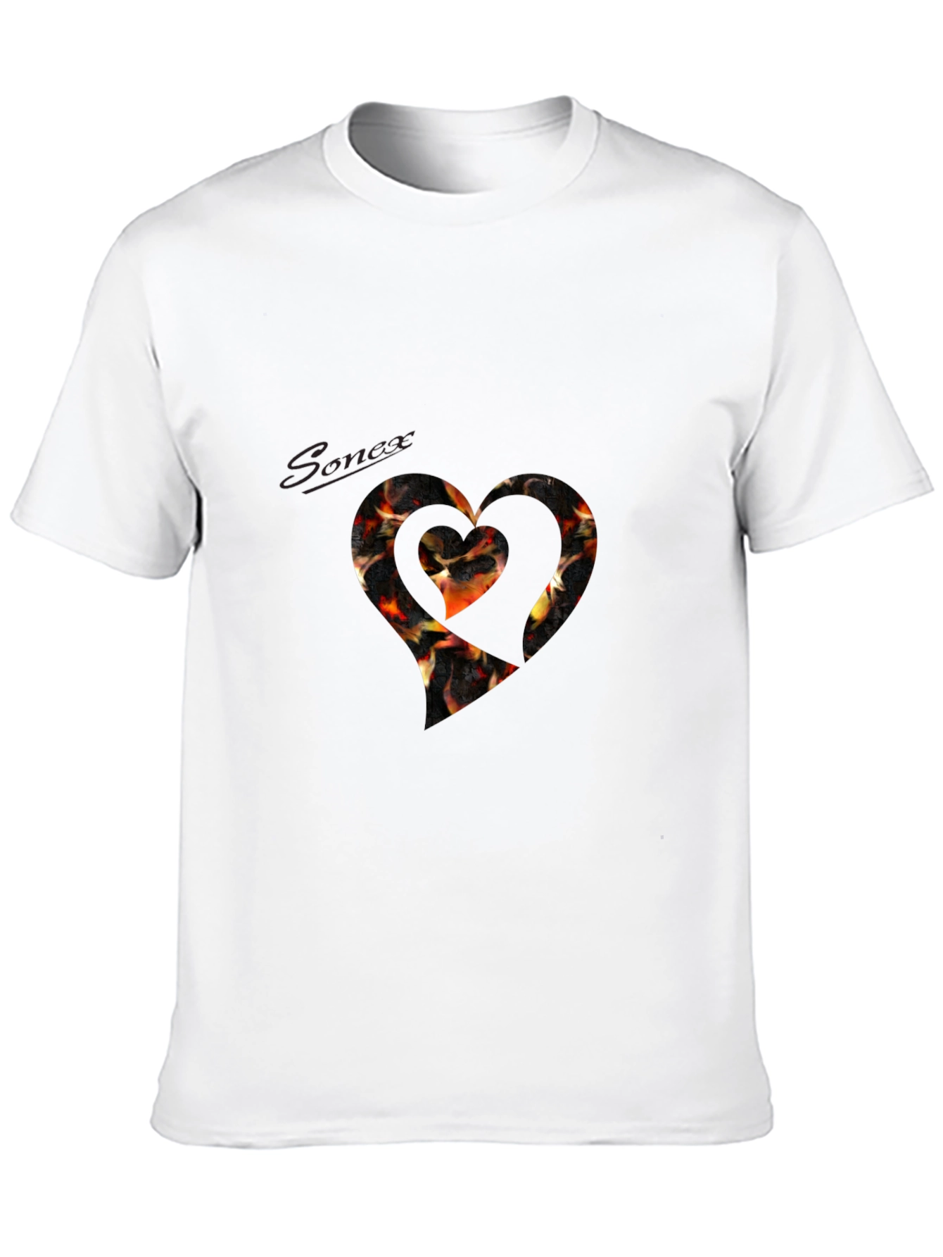 Fiery Heart Graphic Tee - Black Cotton Blend T-Shirt