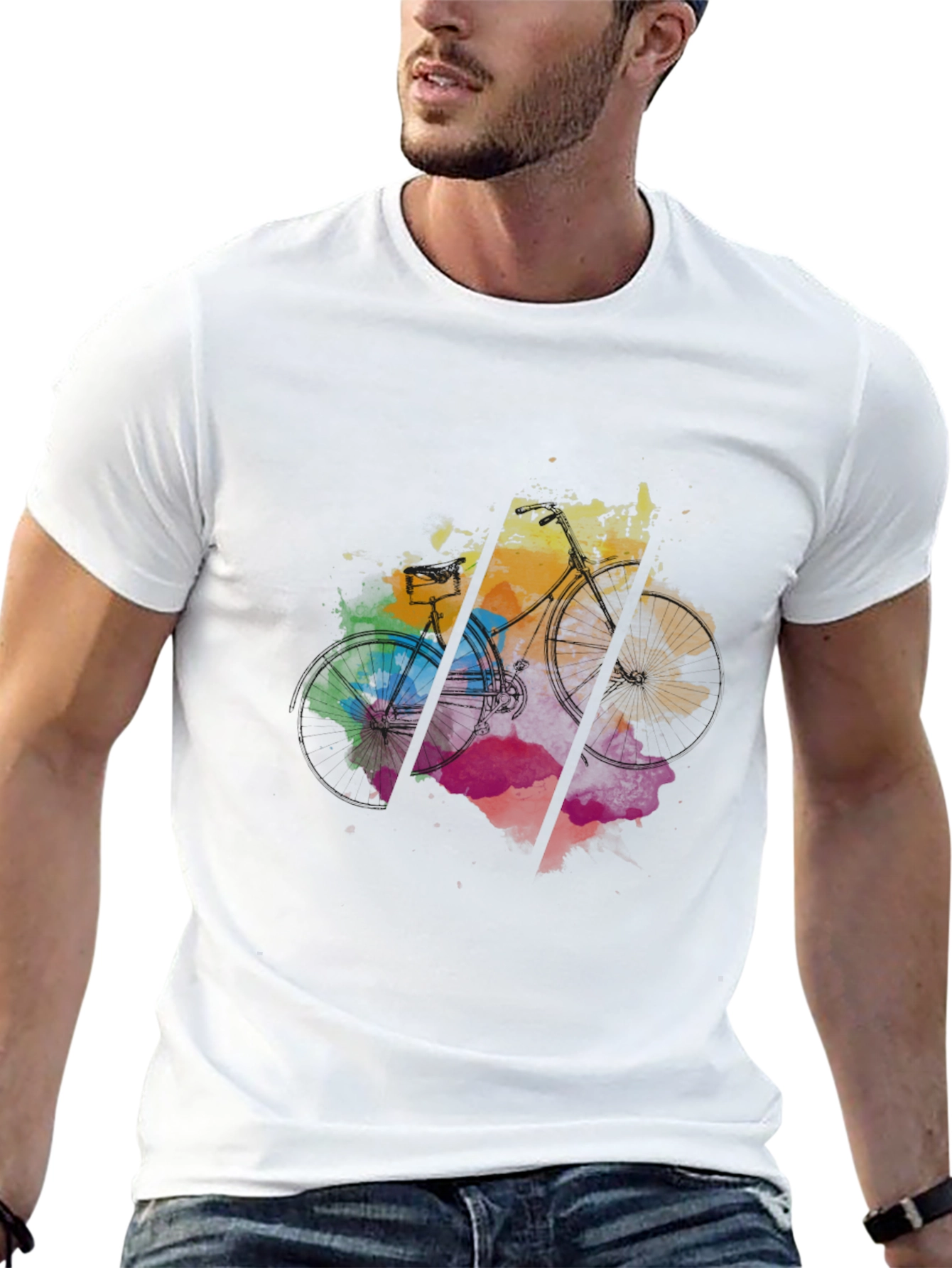 Abstract Bicycle Graphic Black T-Shirt