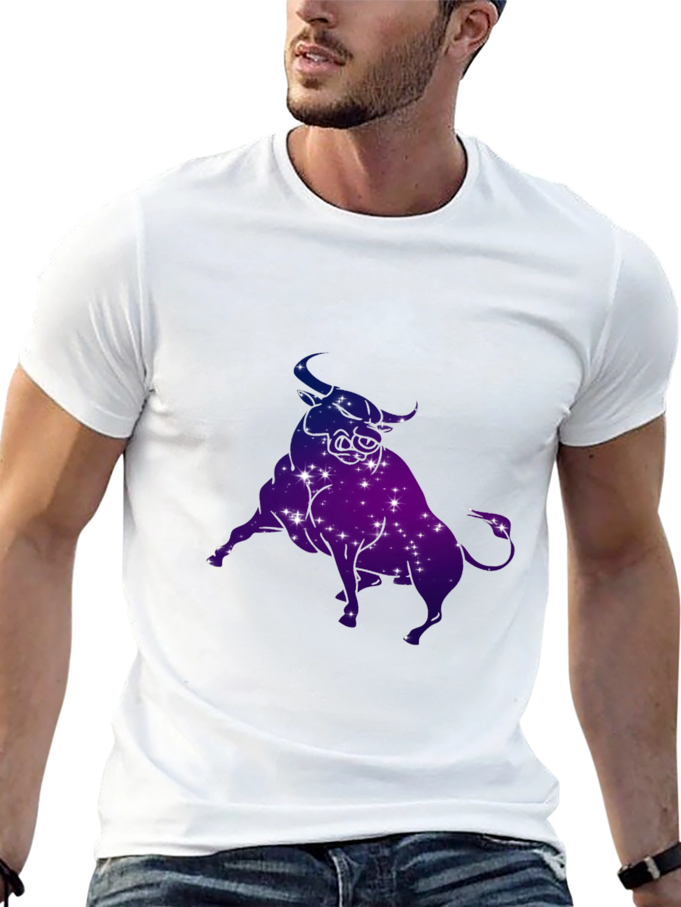 Taurus Zodiac Constellation Graphic Tee - Black
