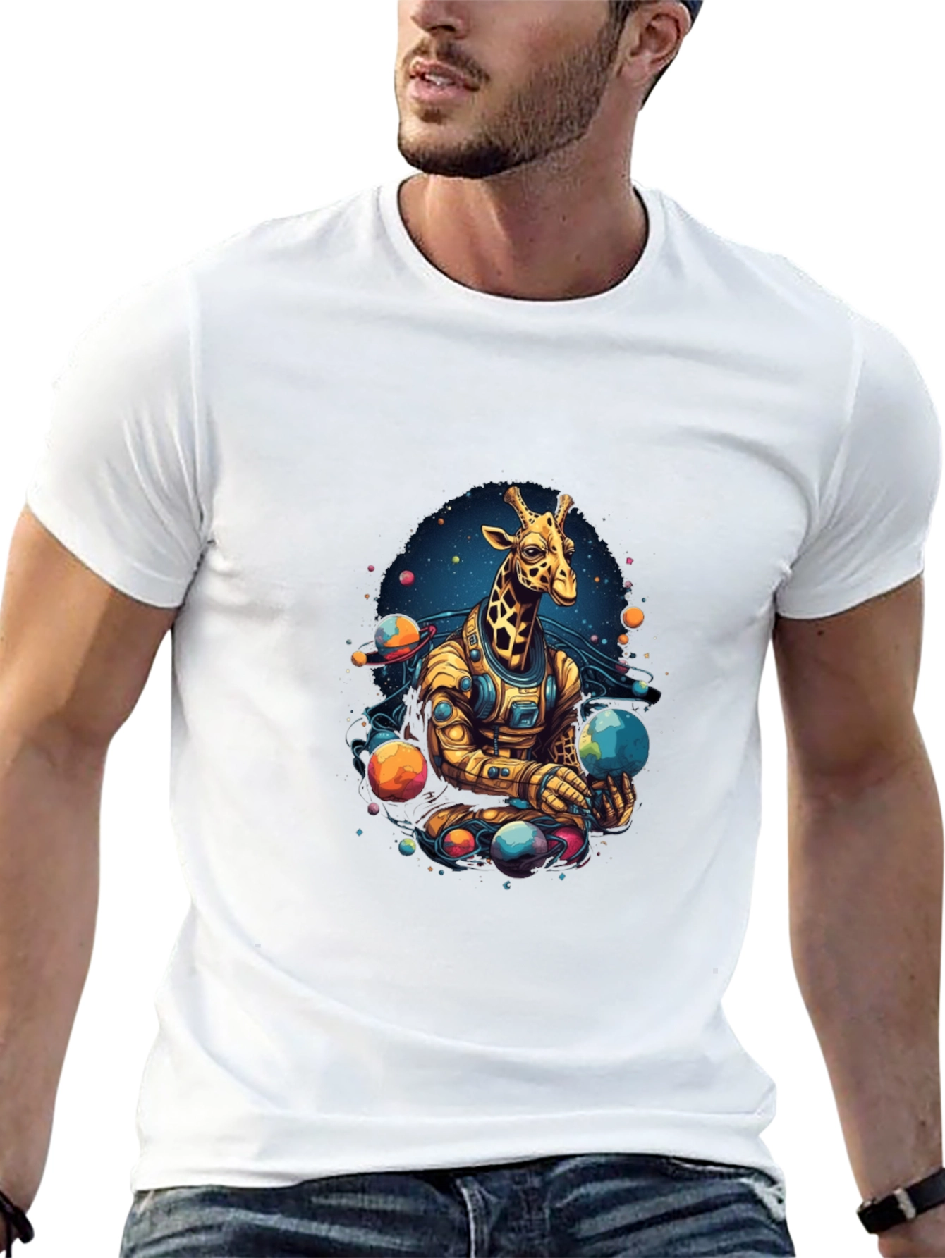 Giraffe Astronaut Graphic Tee - Black