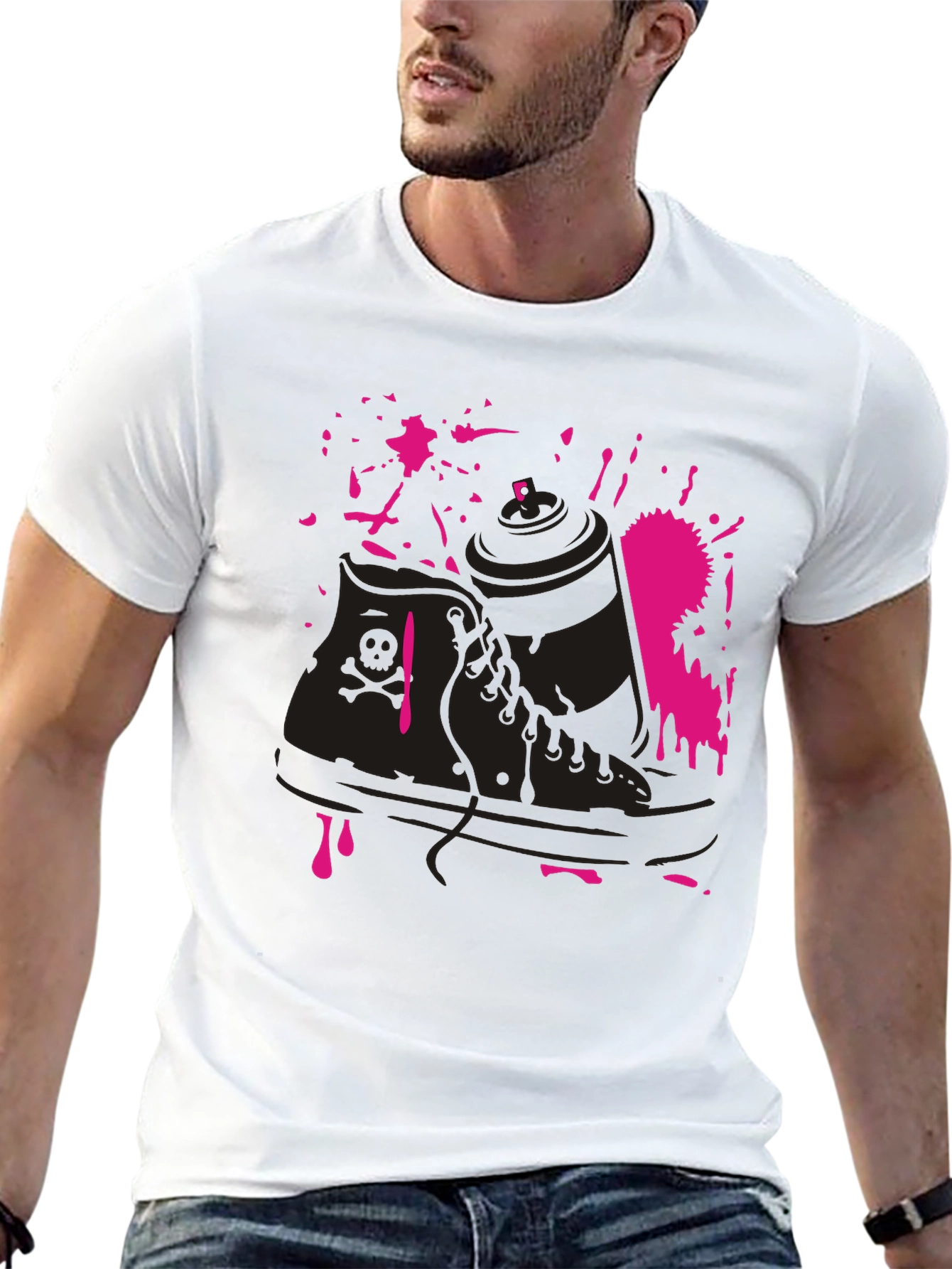 Sneaker & Spray Paint Graphic T-Shirt