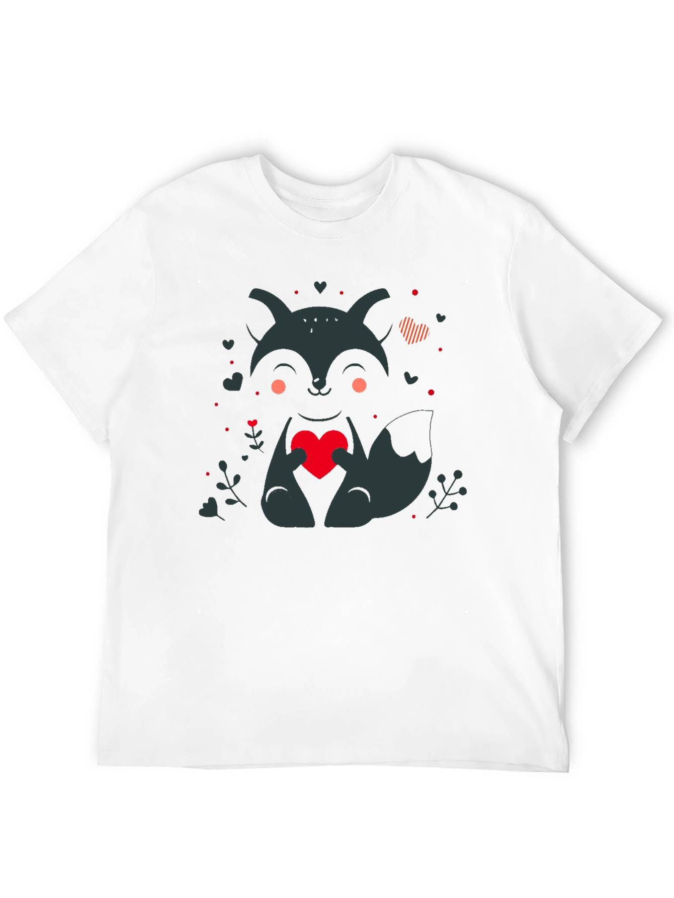 Fox Holding Heart Graphic Print T-Shirt