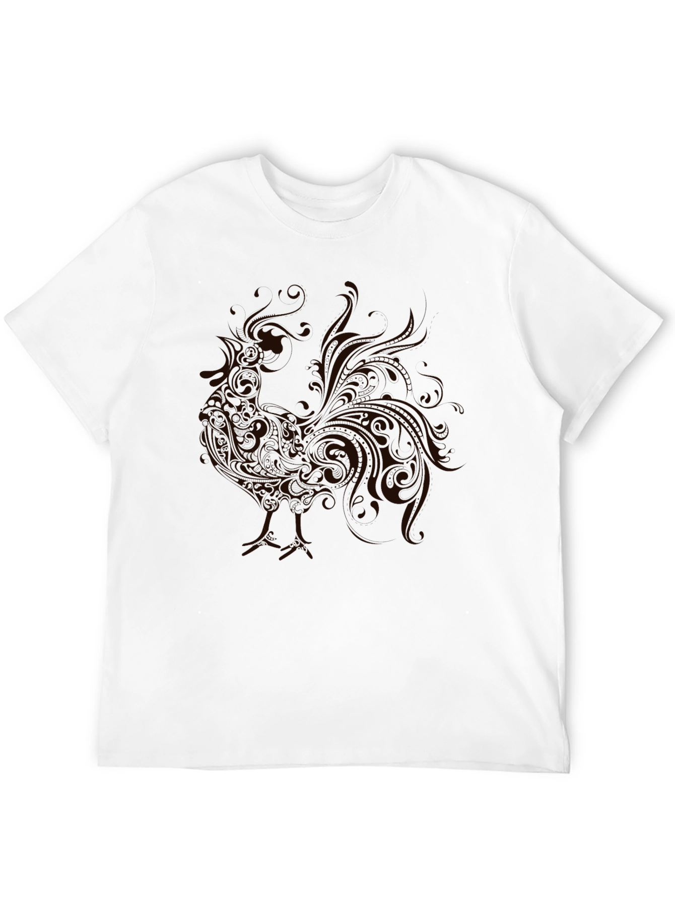 Mens Black T-Shirt with Rooster Graphic