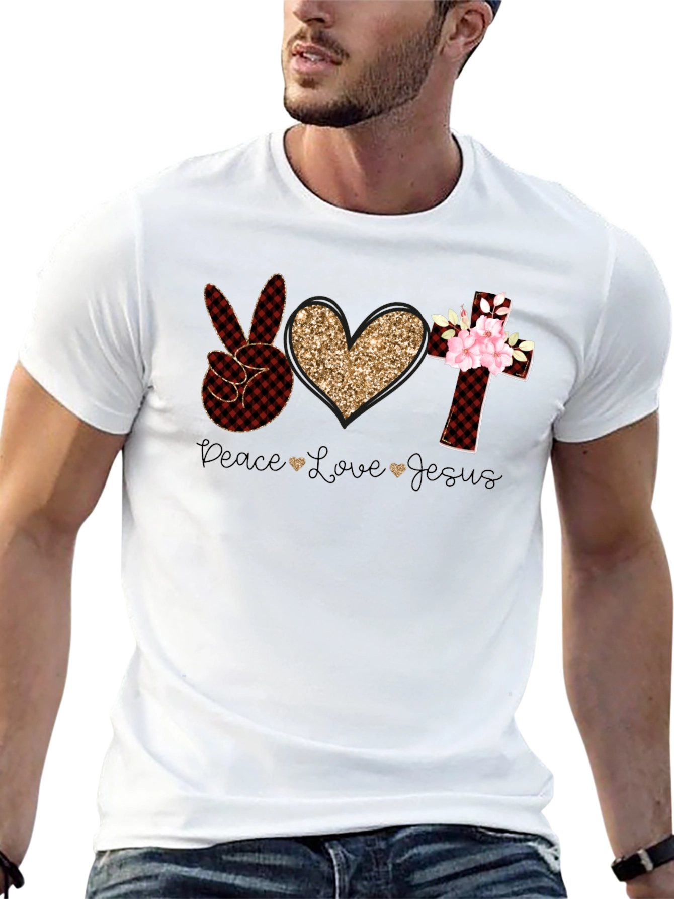 Peace Love Jesus Christian T-Shirt