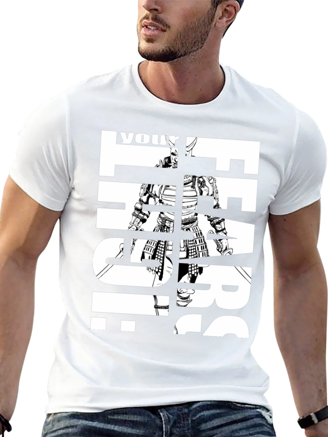 Samurai Face Your Fears Graphic Print T-Shirt