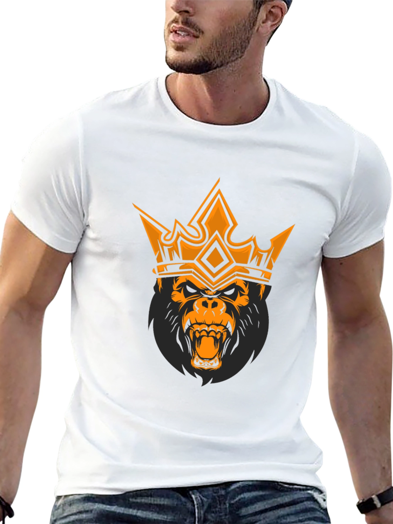 King Gorilla Graphic Tee - Black Cotton T-Shirt