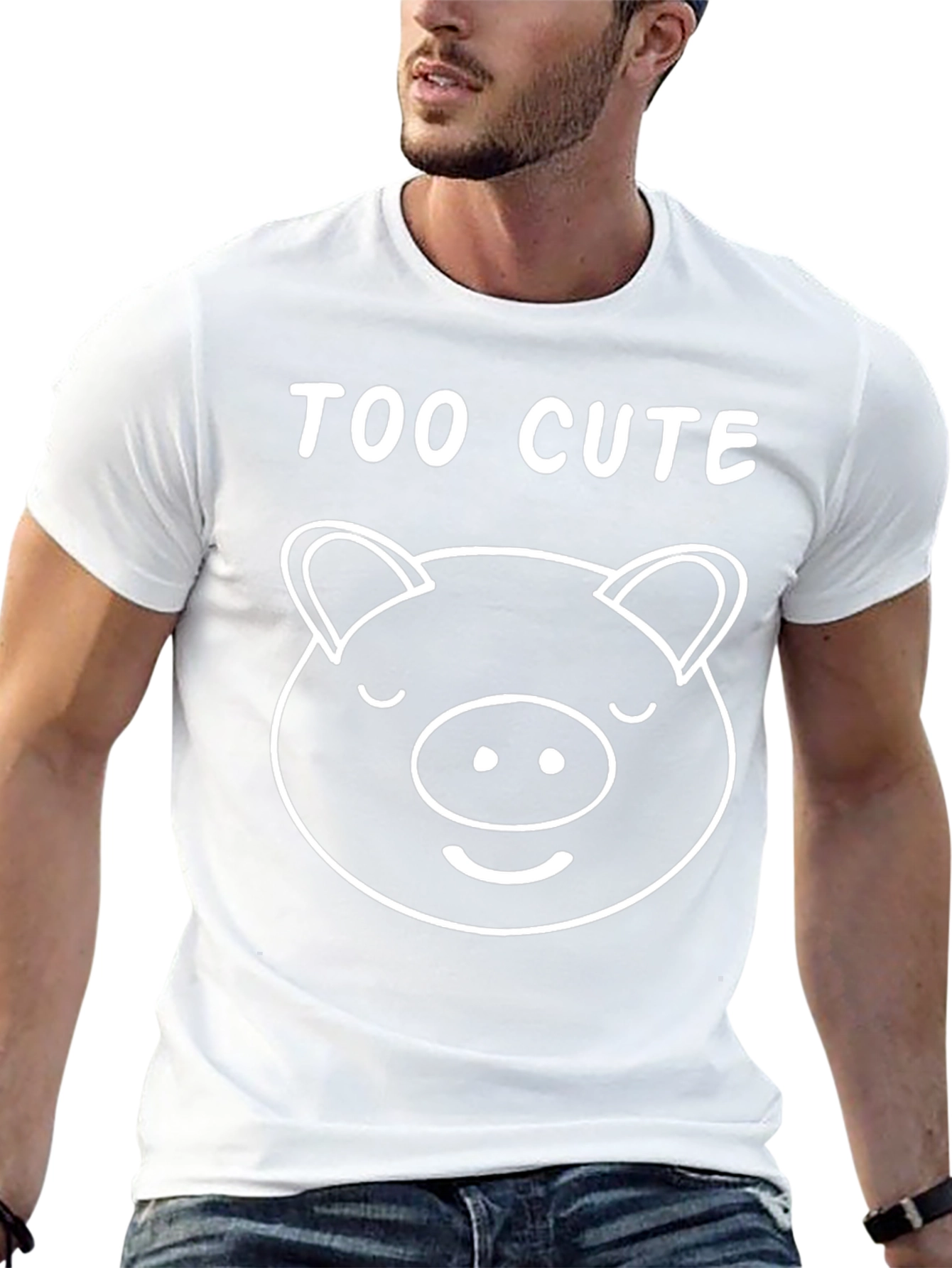 Too Cute Pig Graphic Tee - Black