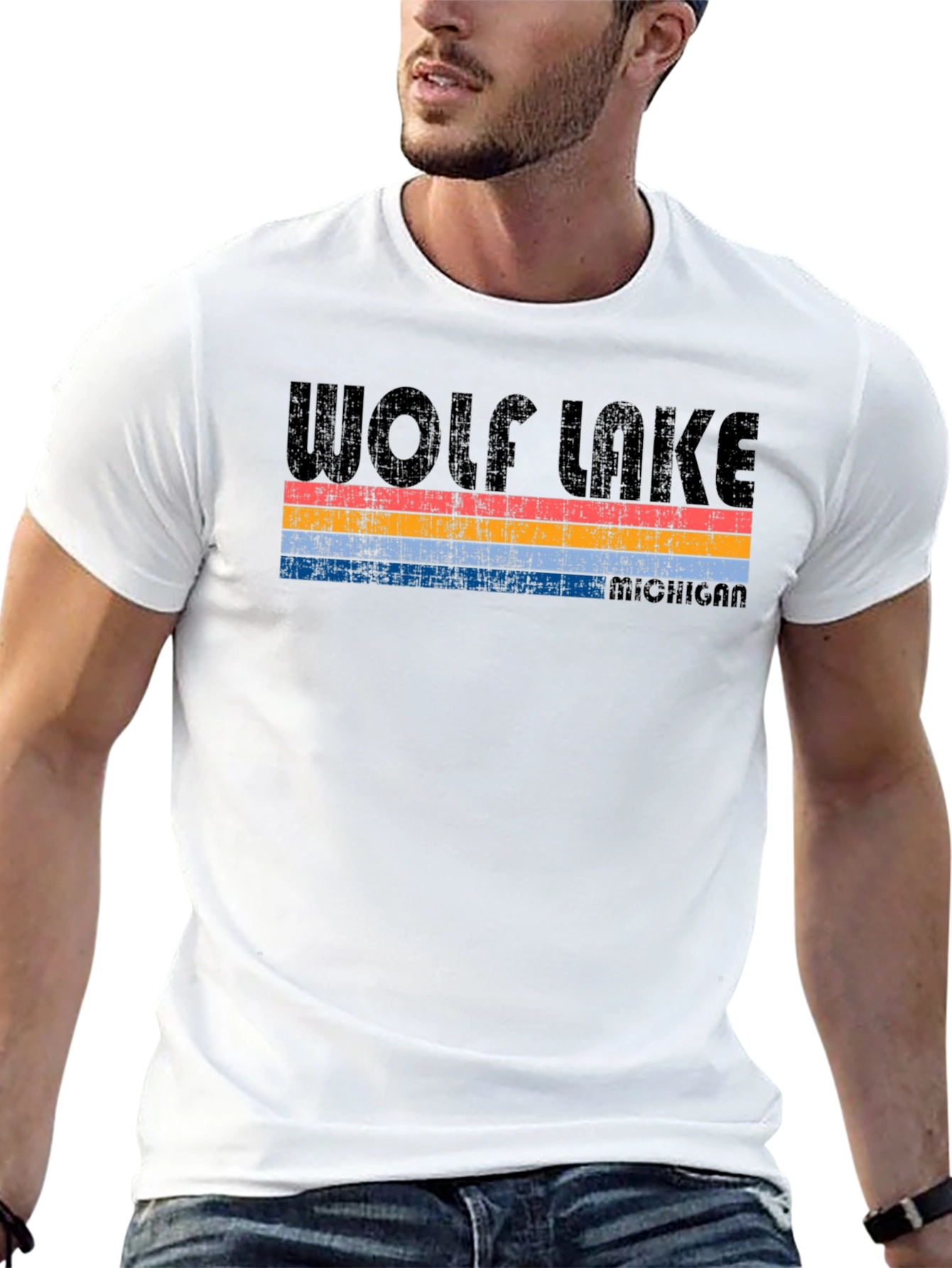 Wolf Lake Michigan Retro T-Shirt