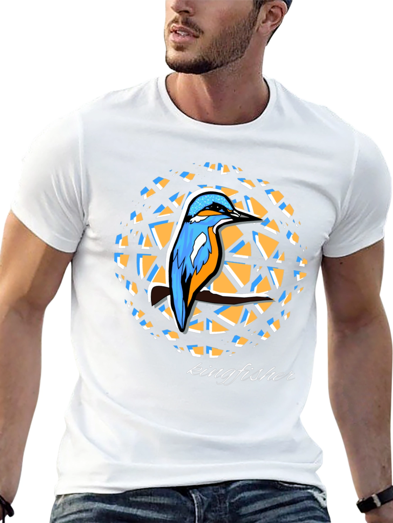 Kingfisher Graphic Print Black T-Shirt