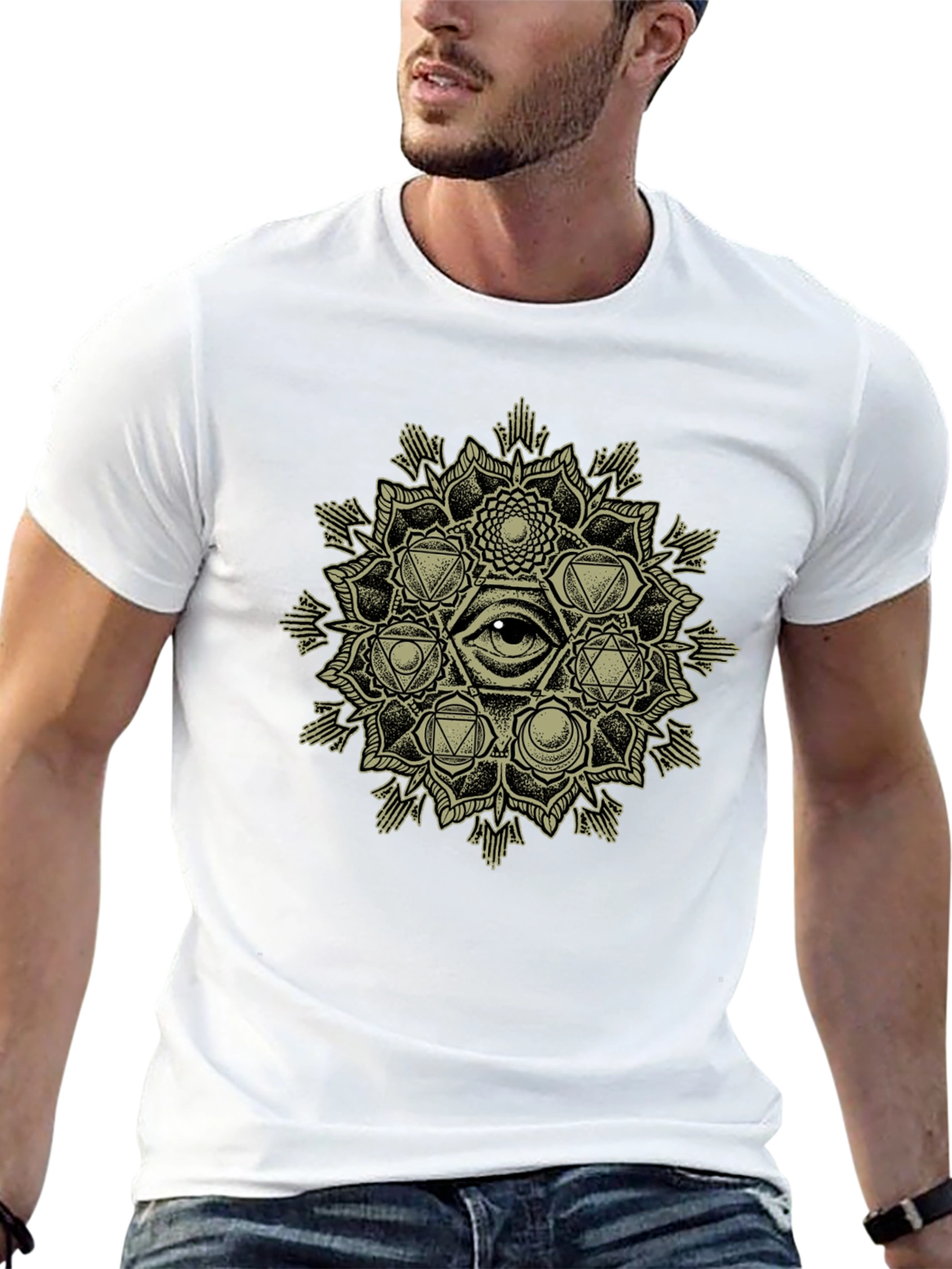 Mystic Eye Mandala Graphic Tee - Black