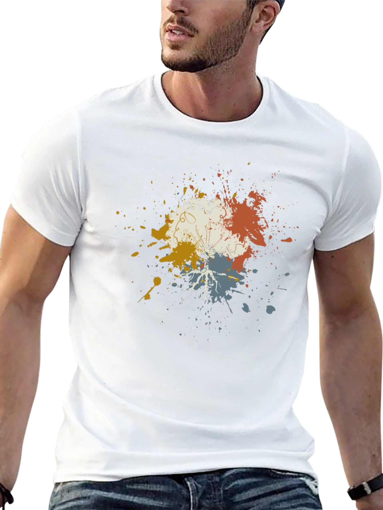 Artistic Splatter Graphic Tee - Modern Black T-Shirt