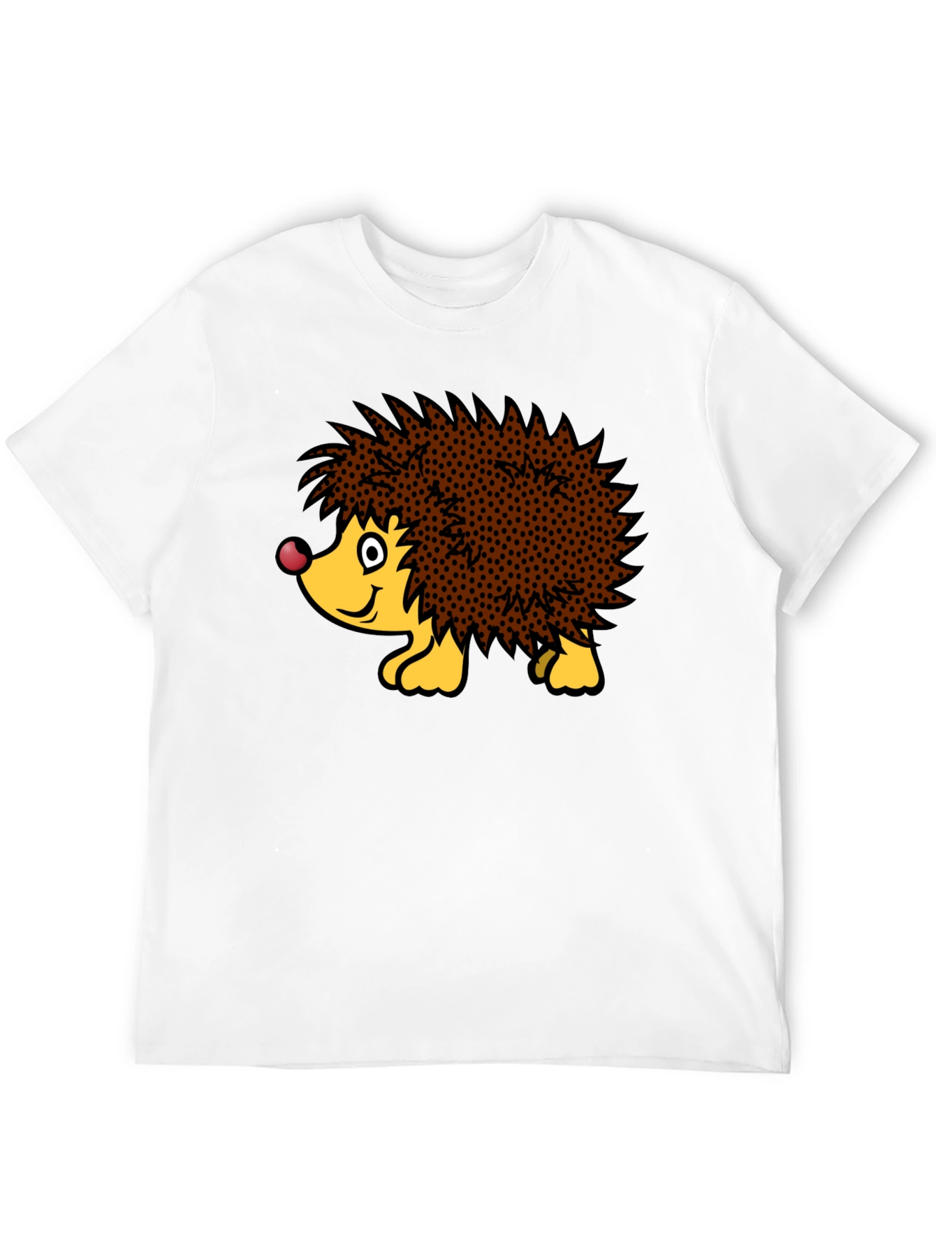 Cute Hedgehog Graphic Tee - Black Cotton T-Shirt