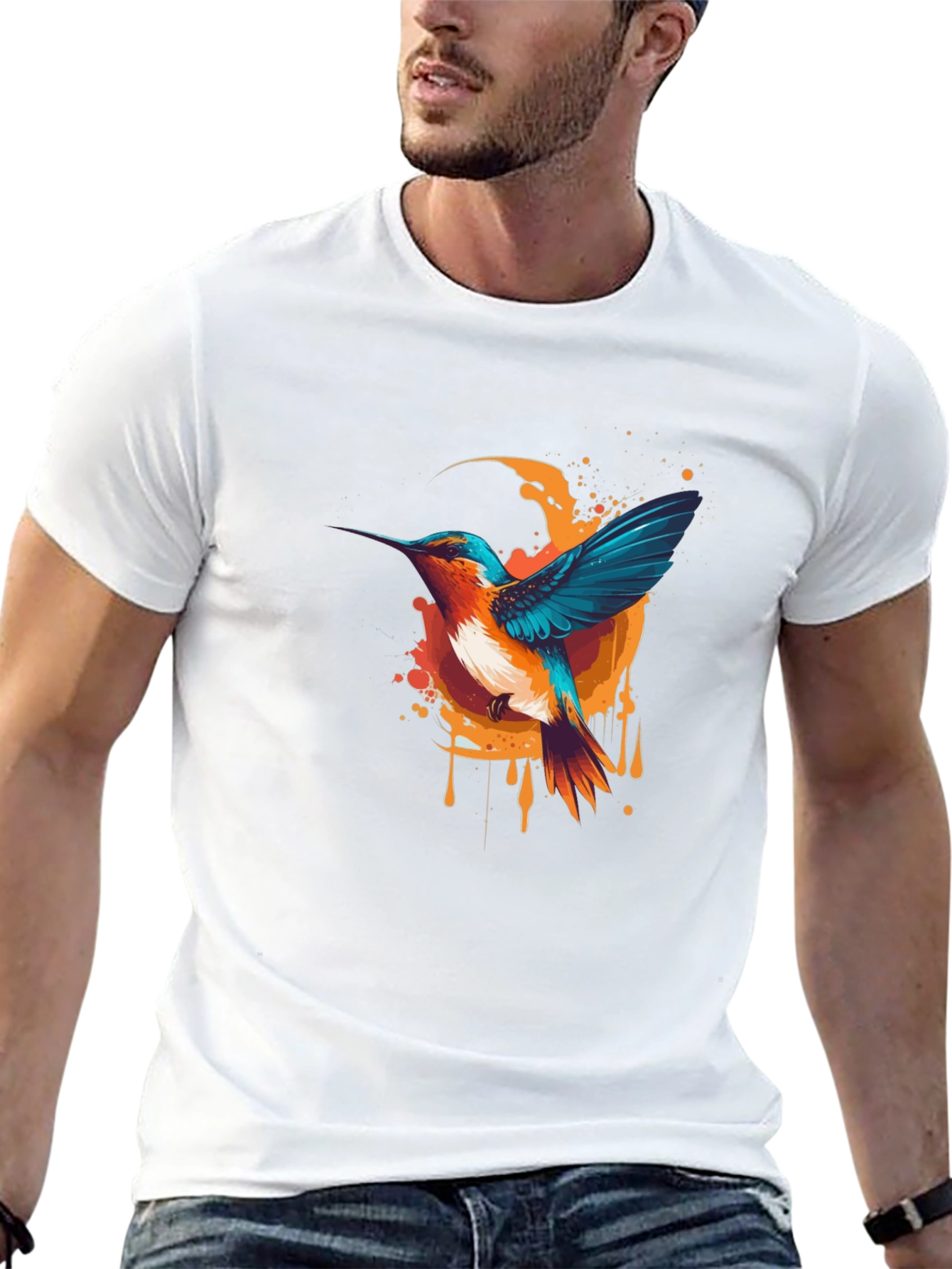 Hummingbird Graphic Tee - Stylish Black T-Shirt