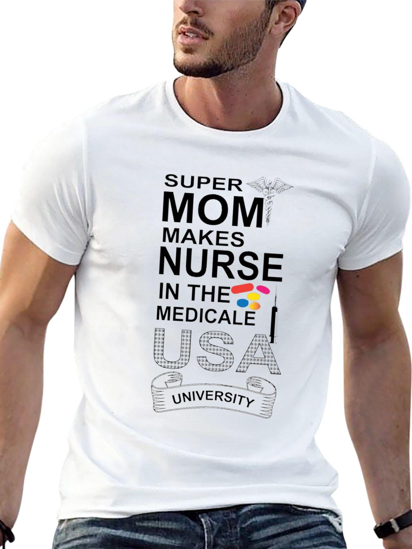 Super Mom Nurse Graphic T-Shirt