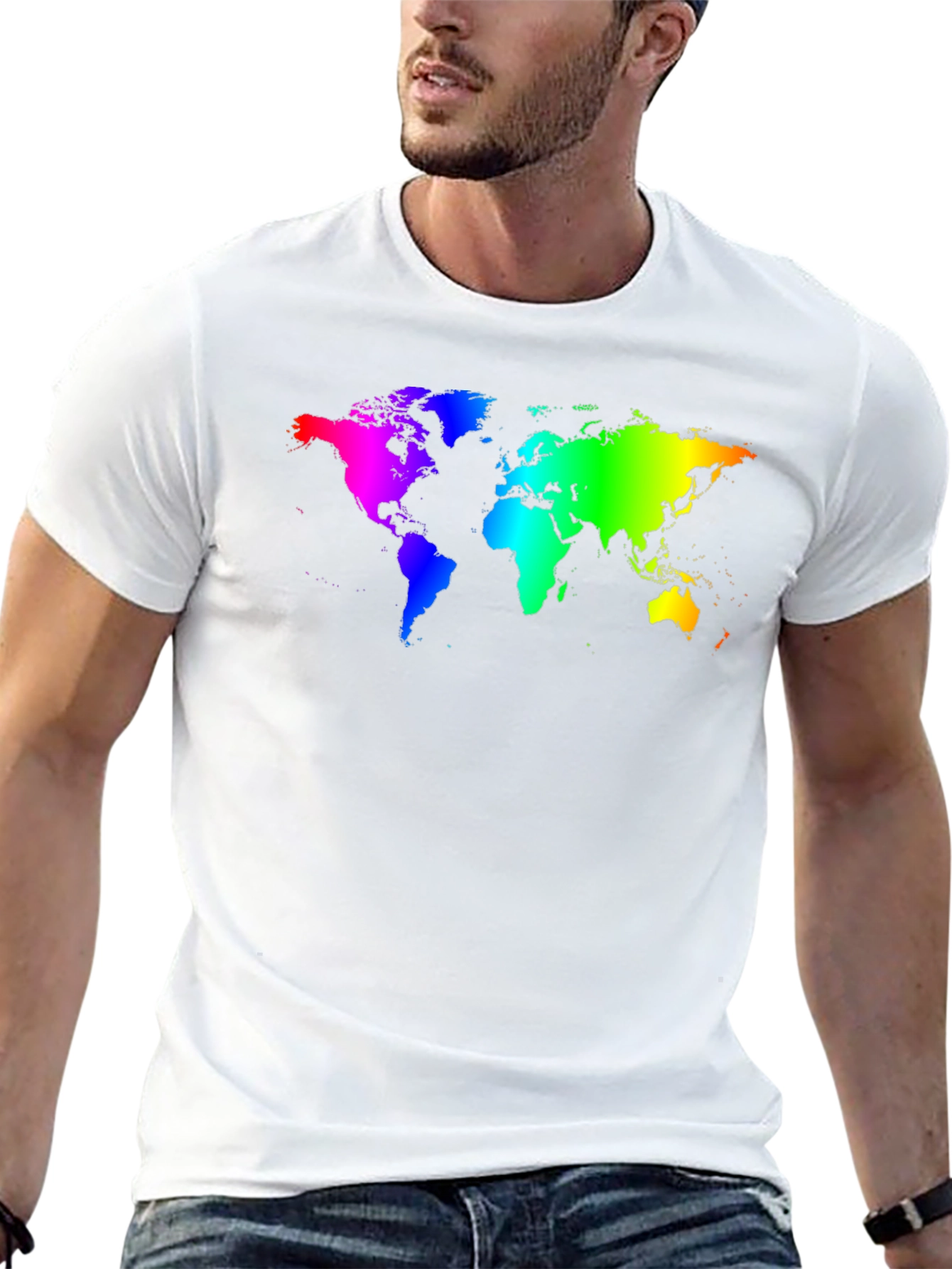 Rainbow World Map Graphic T-Shirt
