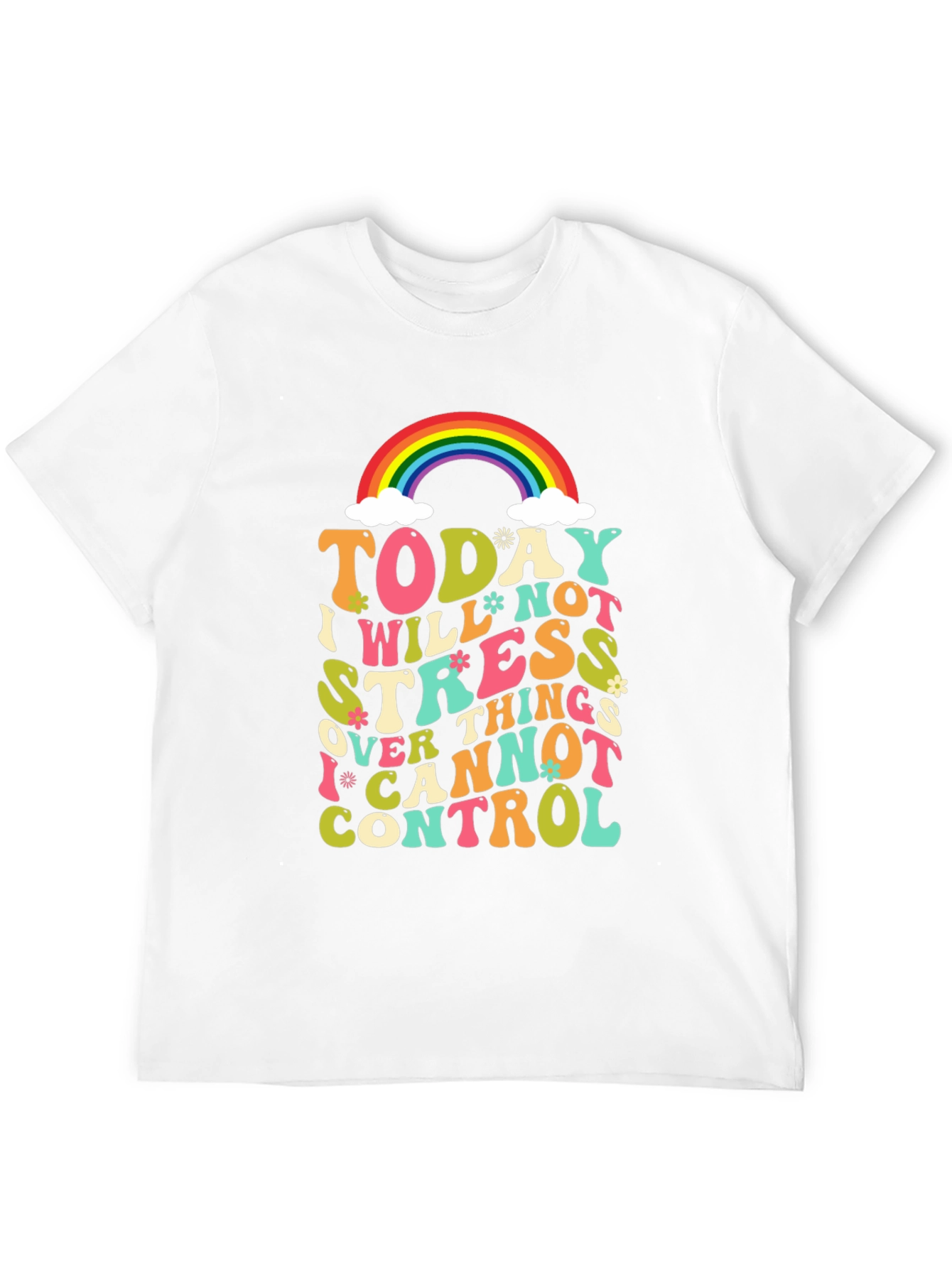 Rainbow Graphic T-Shirt: No Stress Control
