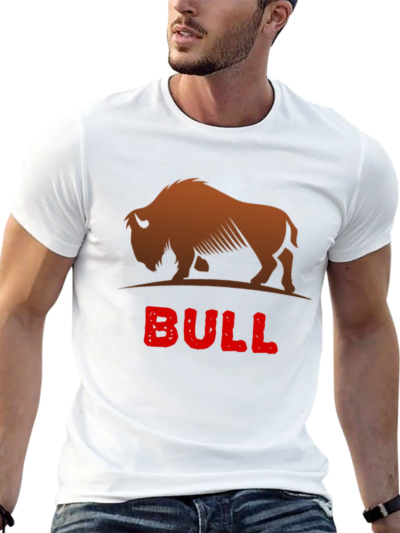 Cool Bison Bull Graphic Black T-Shirt