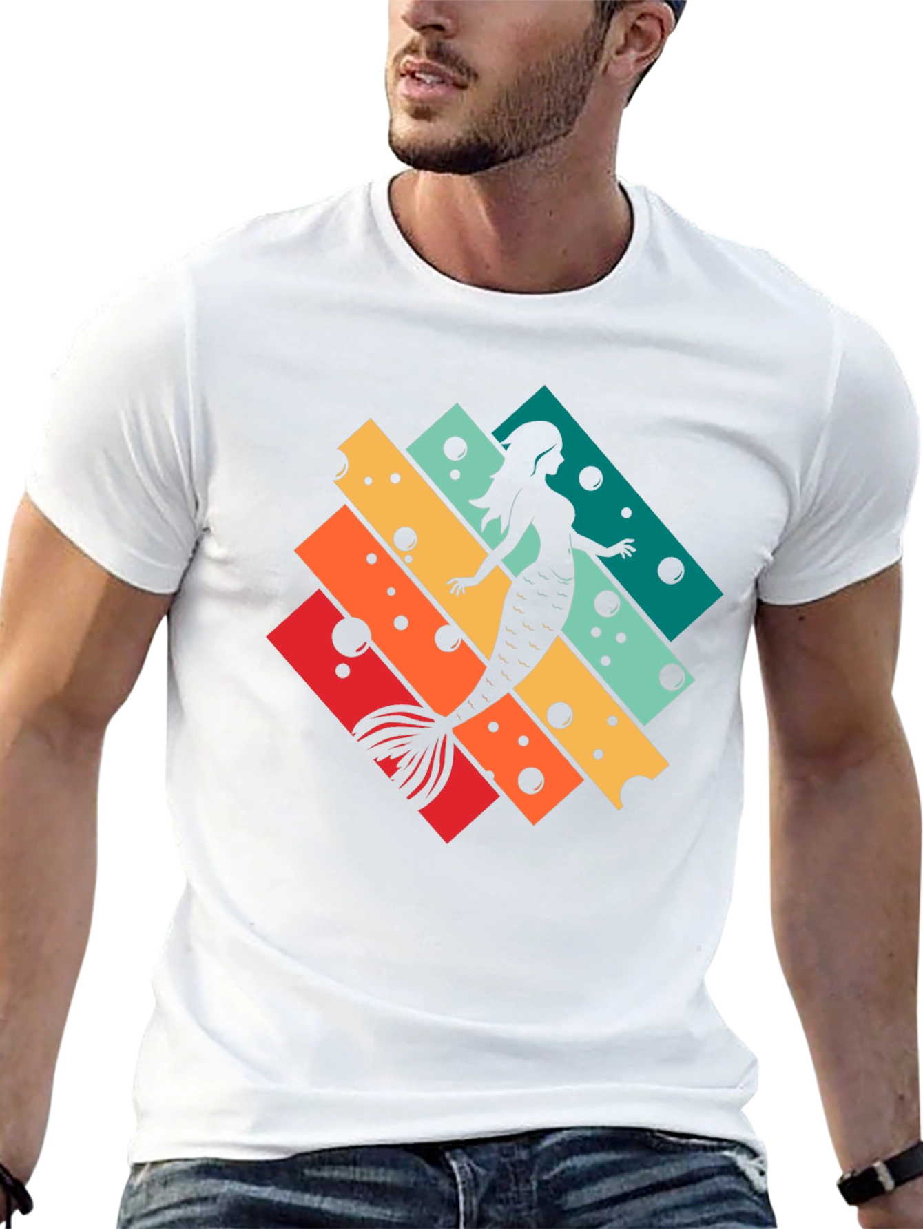 Retro Mermaid Silhouette Graphic T-Shirt