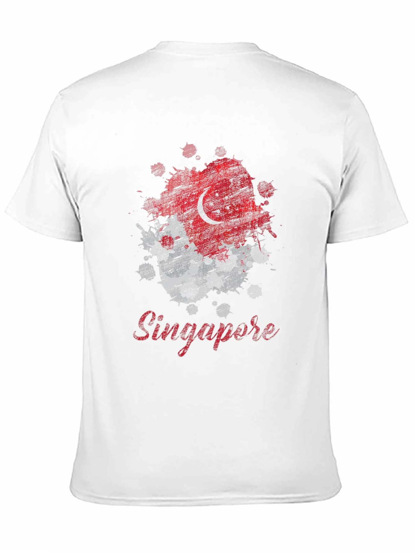 Singapore Flag Splatter Graphic T-Shirt