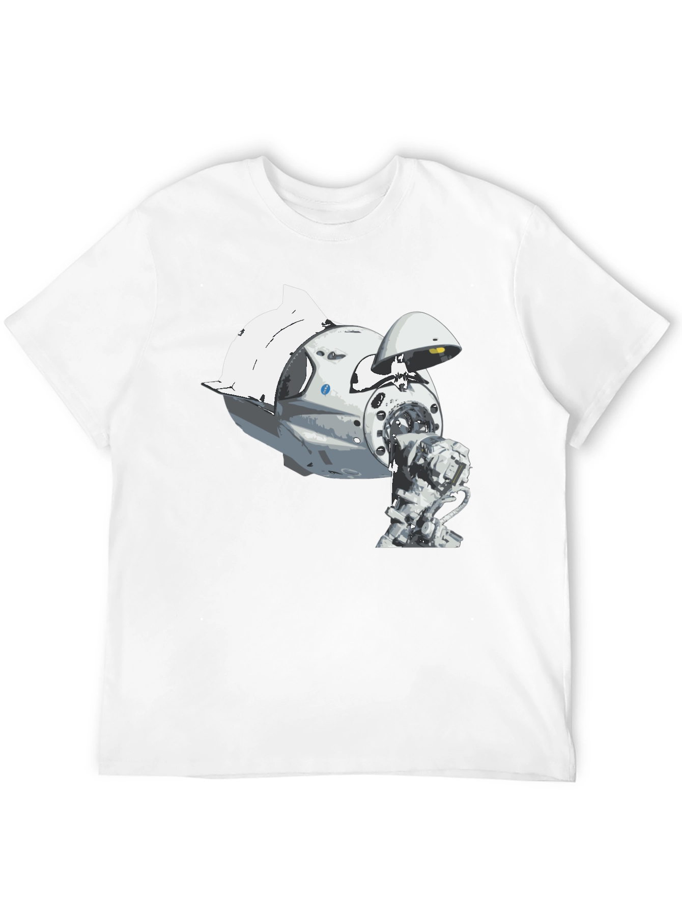 Spacecraft Graphic Tee - Black Cotton Crew Neck