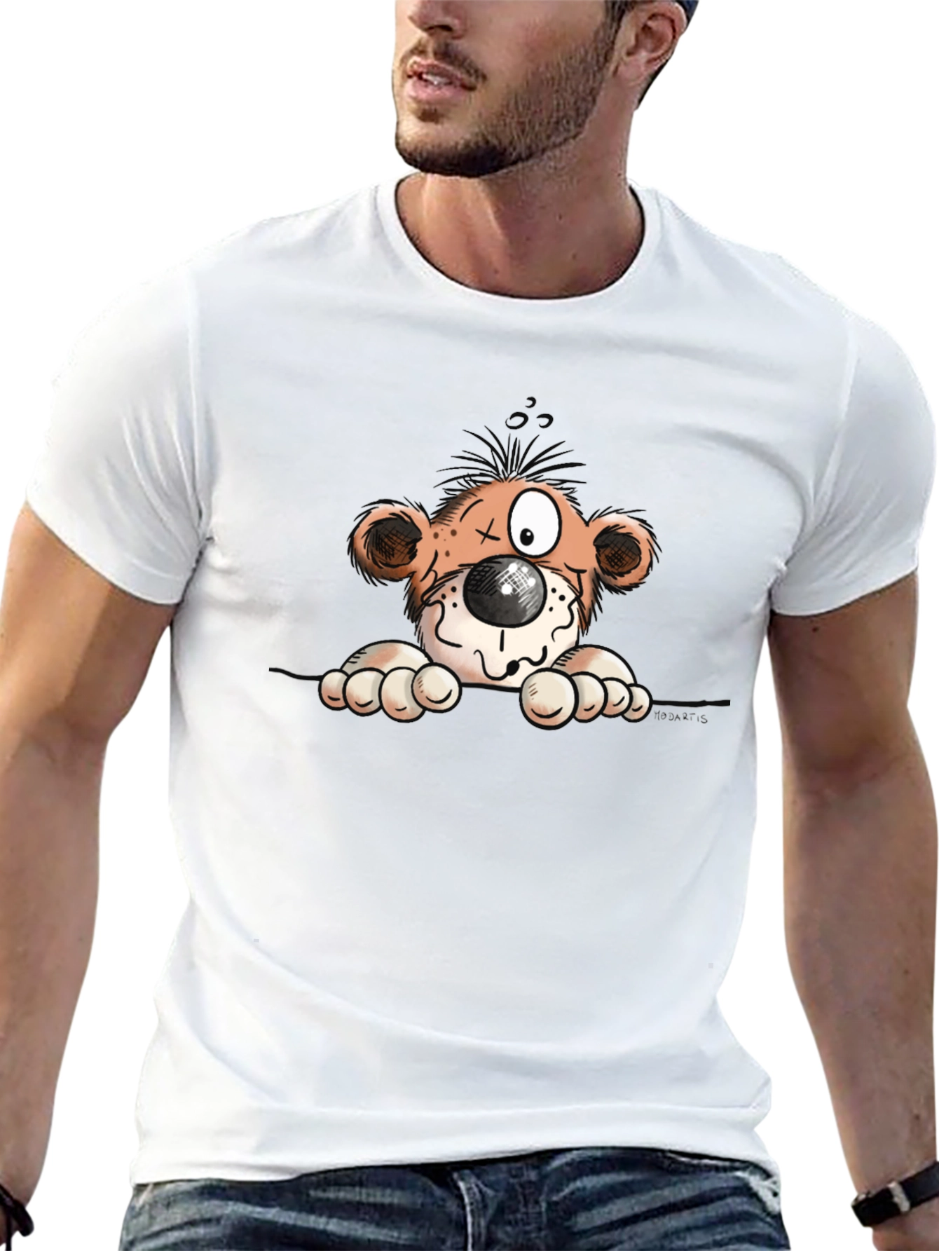 Cartoon Bear Graphic Tee - Soft Cotton Blend