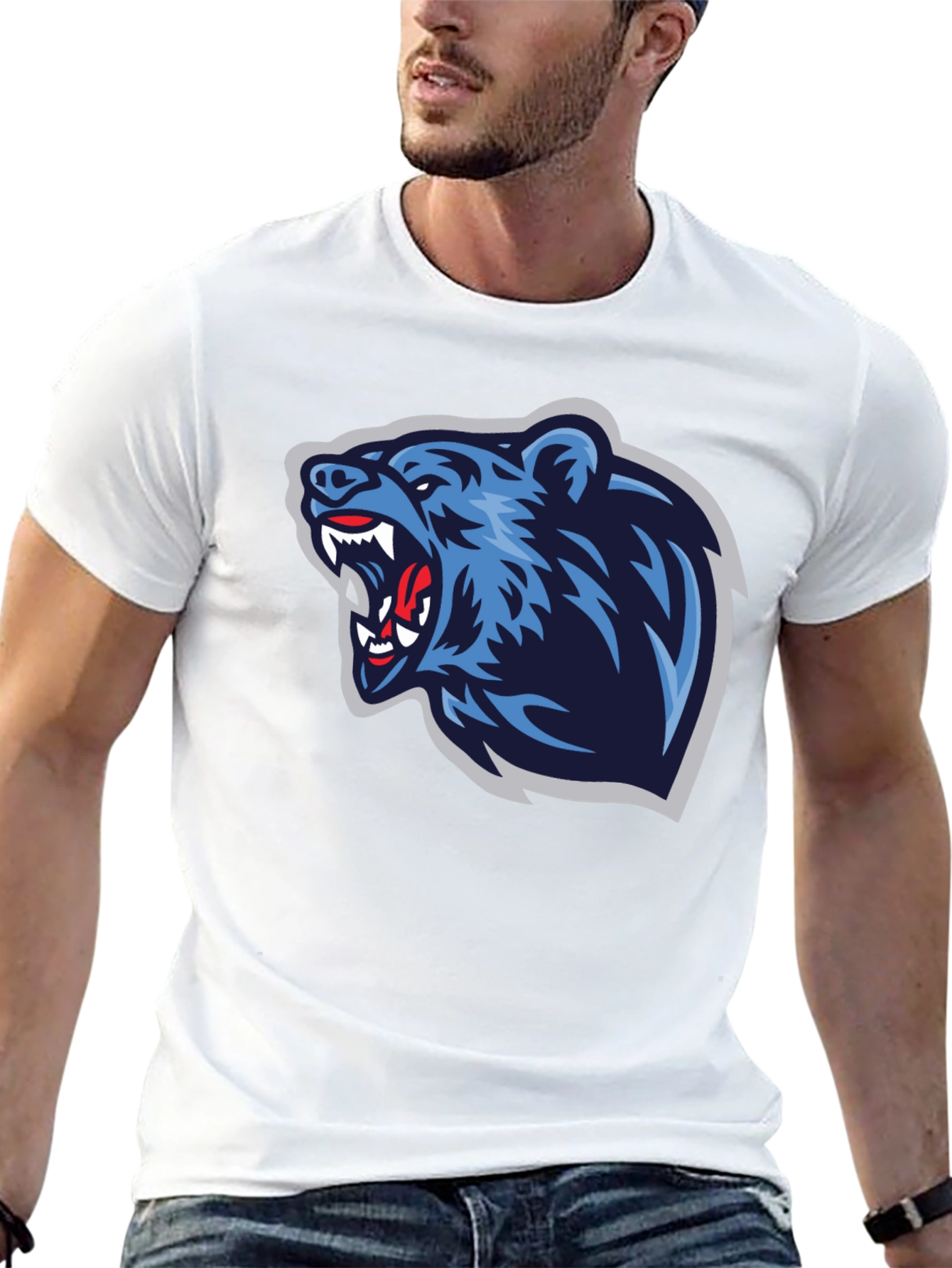 Fierce Bear Graphic Tee - Black Cotton T-Shirt