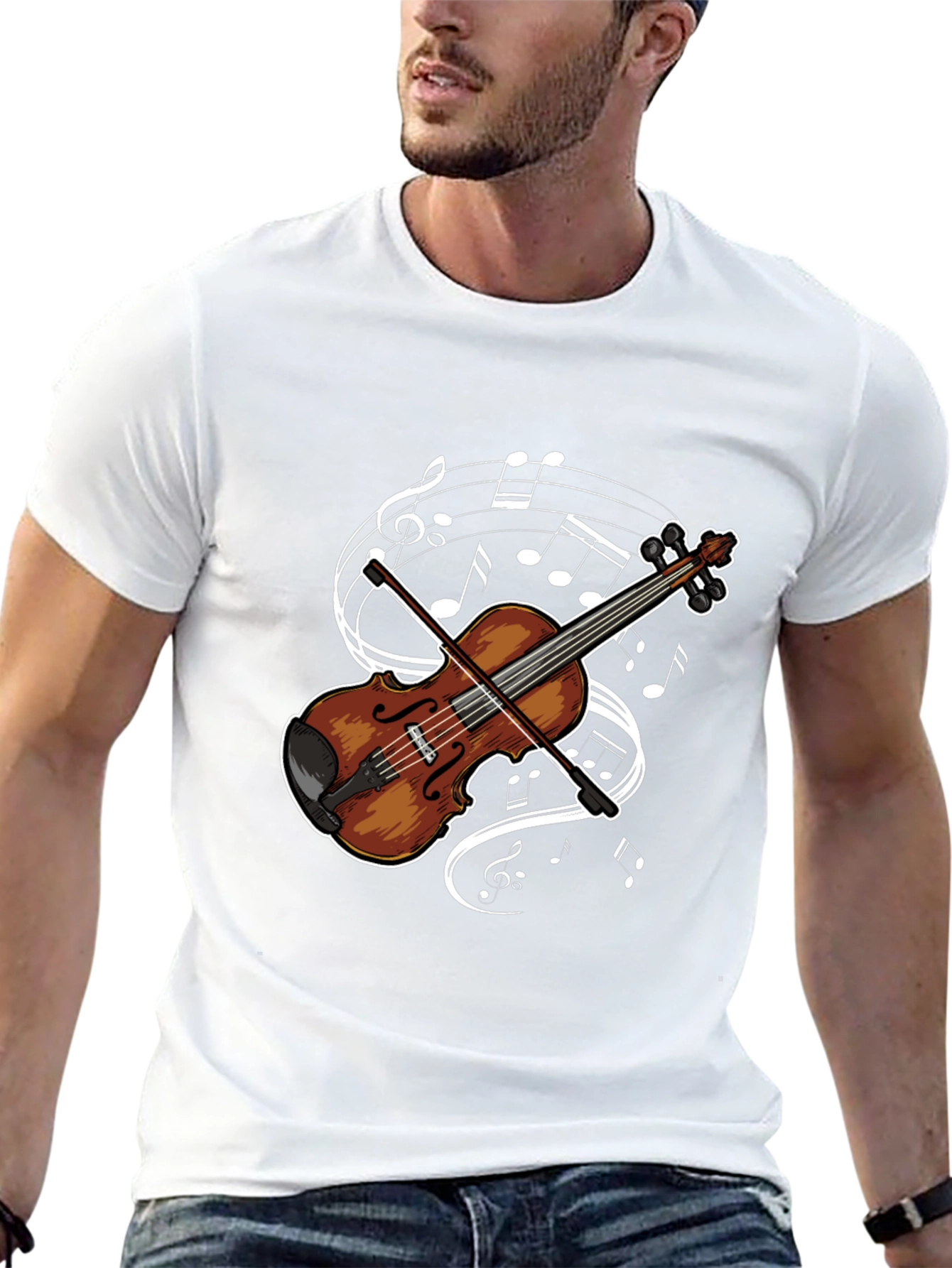 Musical Violin Graphic Tee - Classic Black