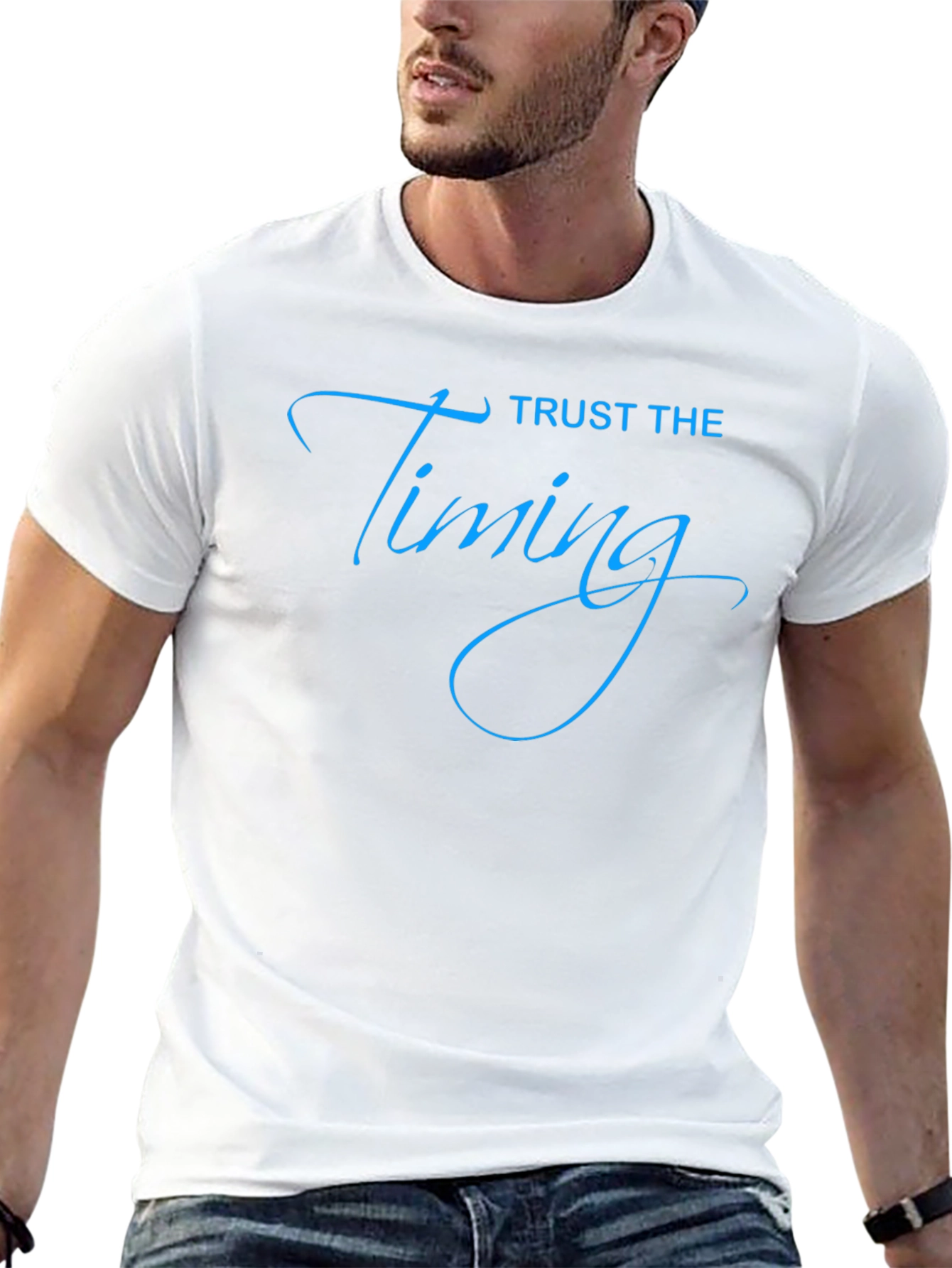 Trust the Timing Black Graphic T-Shirt