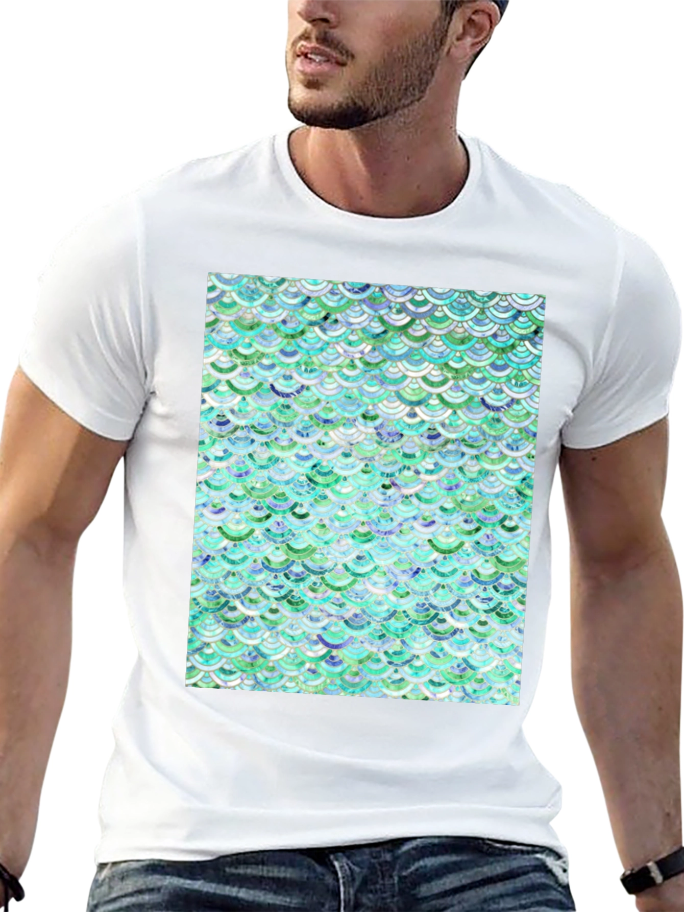 Aqua Scale Pattern T-Shirt