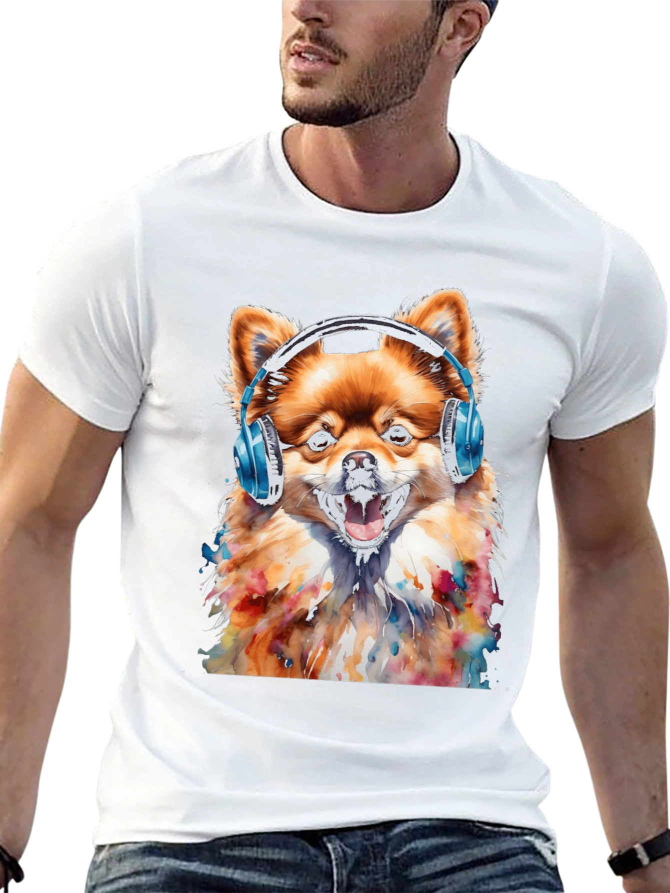 Dog with Headphones T-Shirt