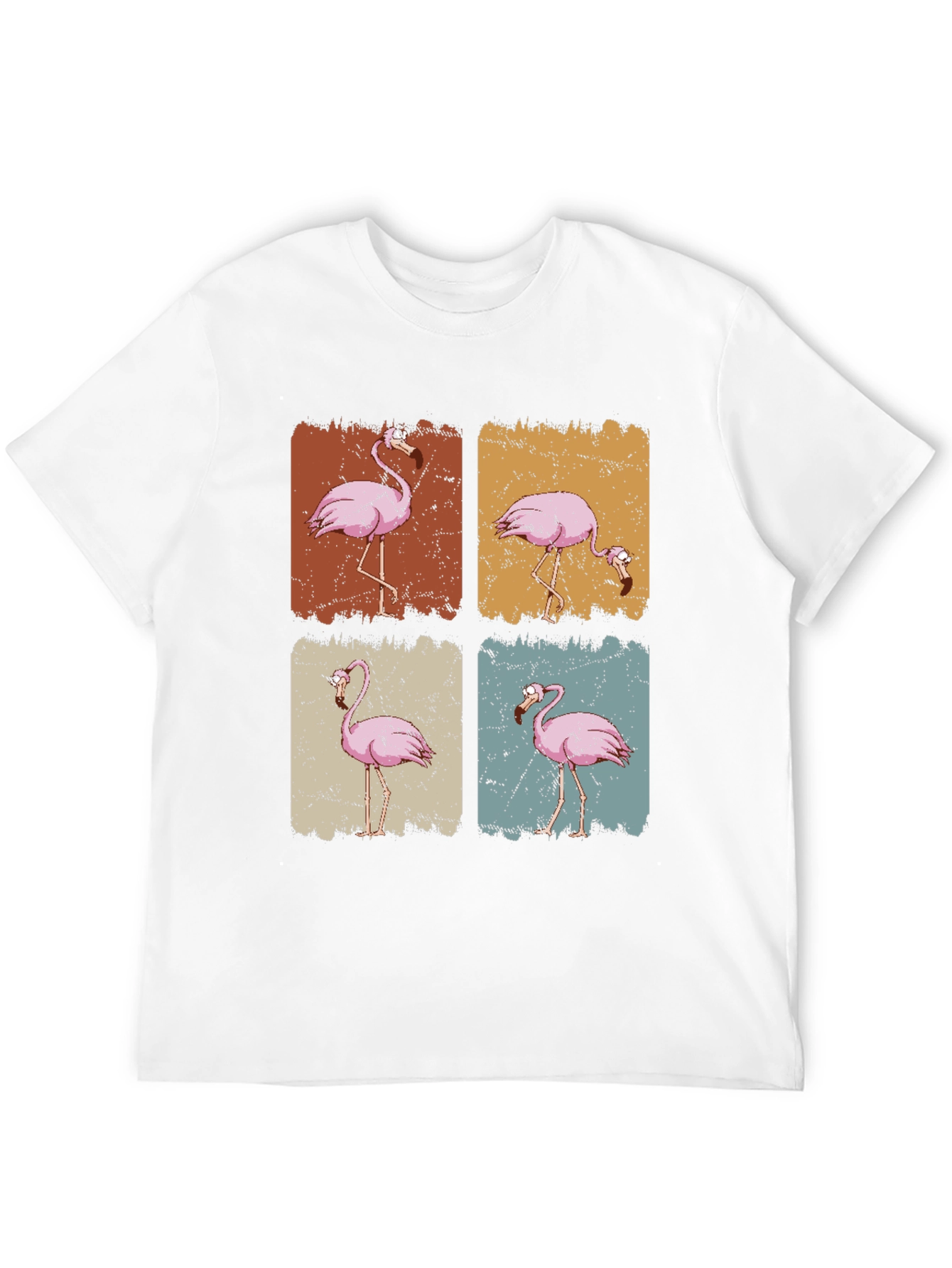 Retro Flamingo Graphic Print Black T-Shirt
